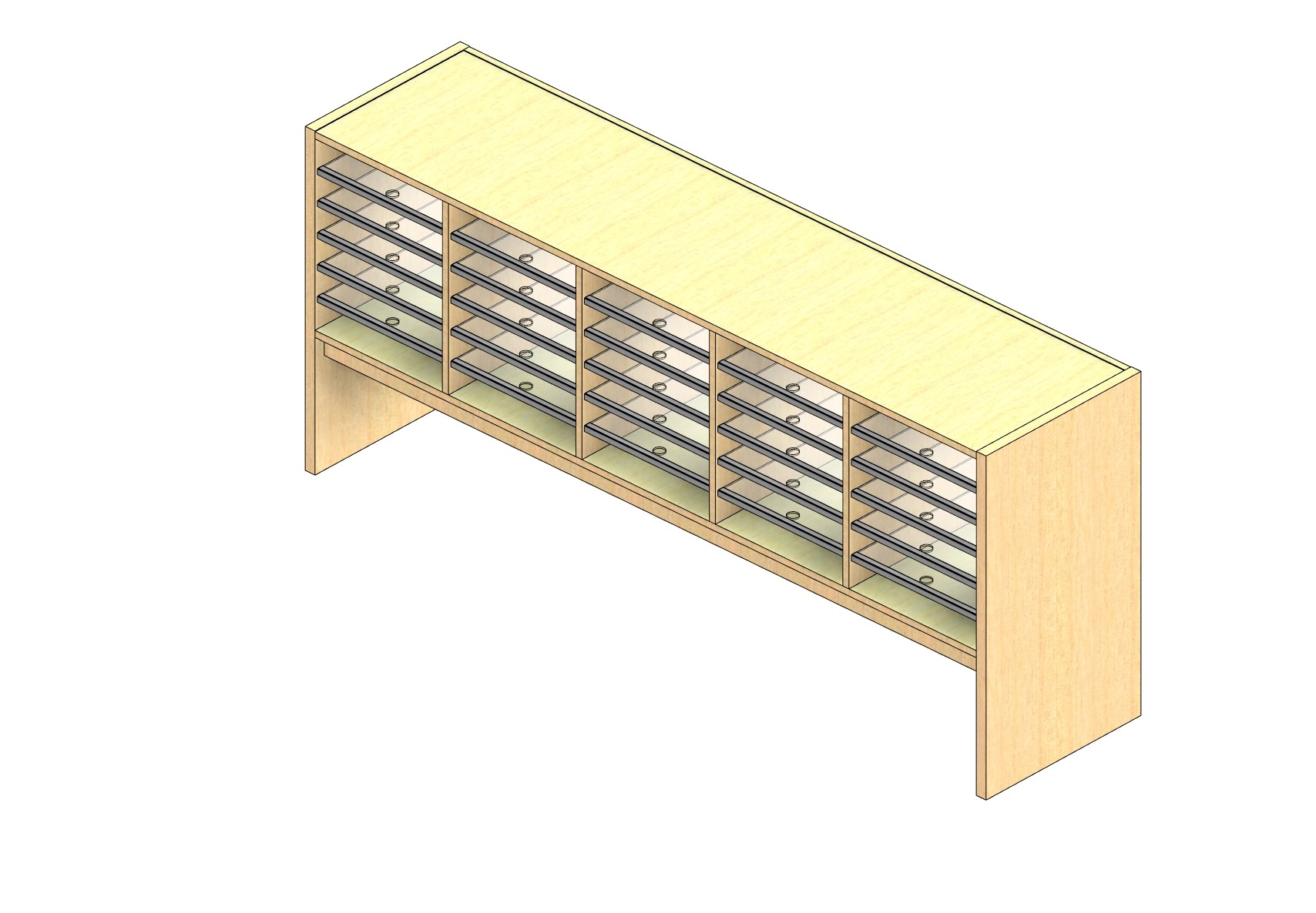 Oversize Sized Open Back Sort Module - 5 Columns - 18" Sorting Height w/ 12" Riser