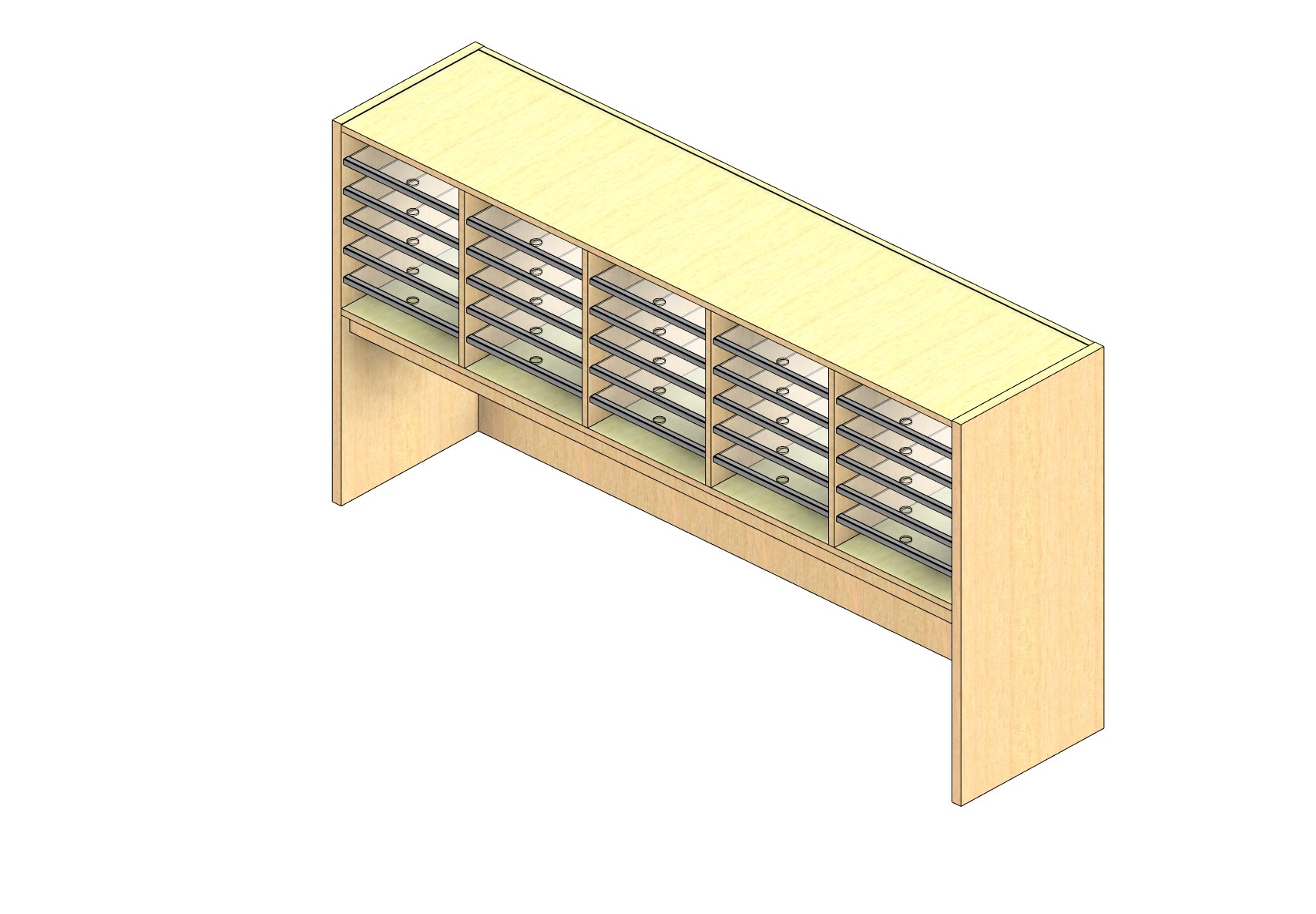 Oversize Sized Open Back Sort Module - 5 Columns - 18" Sorting Height w/ 18" Riser