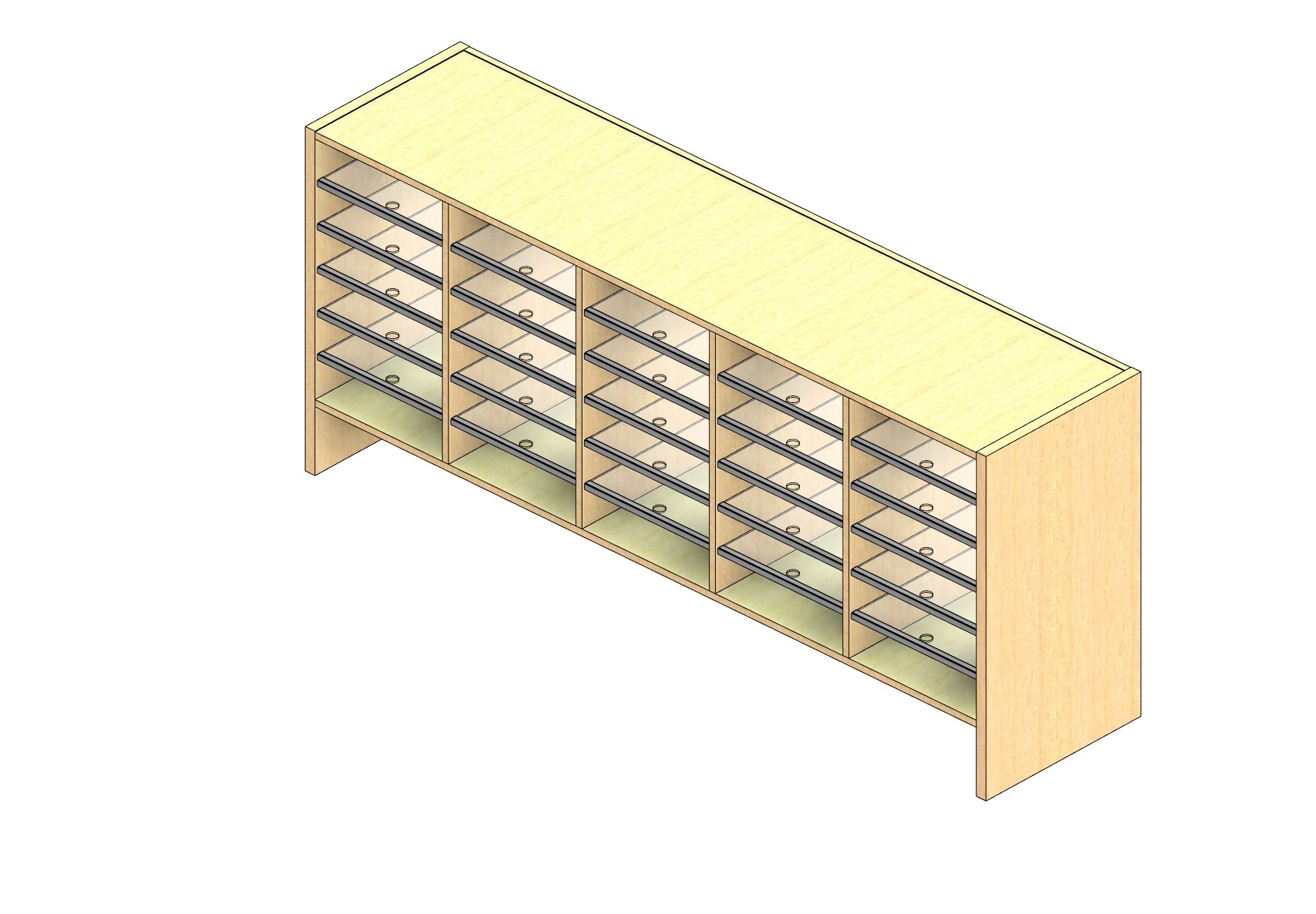 Oversize Sized Open Back Sort Module - 5 Columns - 24" Sorting Height w/ 6" Riser