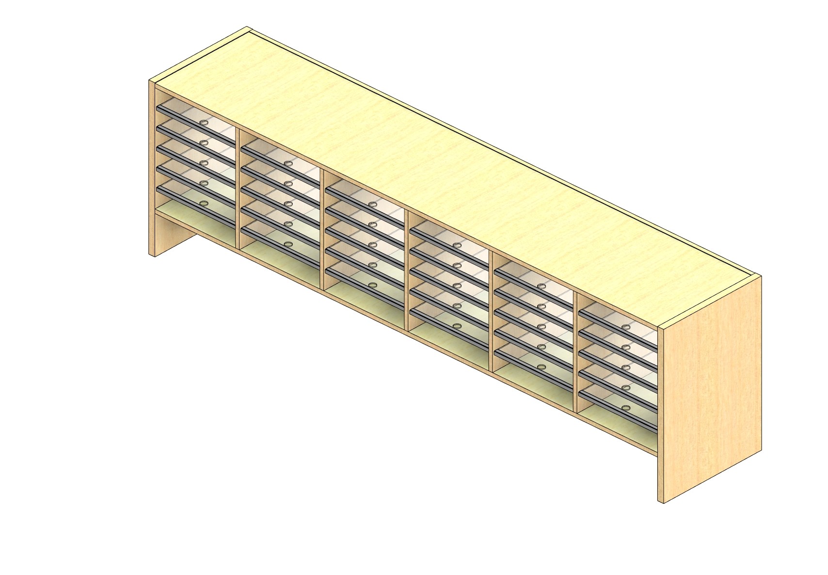 Oversize Sized Open Back Sort Module - 6 Columns - 18" Sorting Height w/ 6" Riser