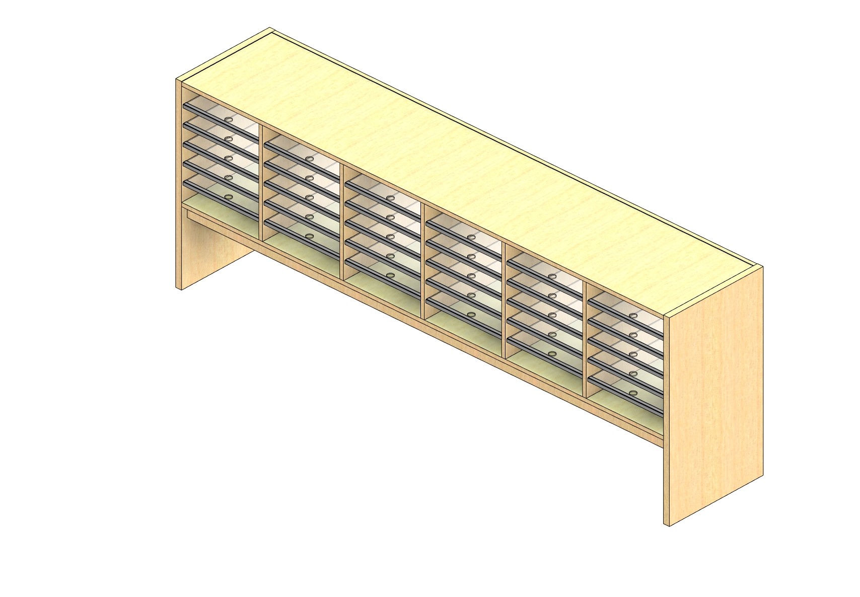 Oversize Sized Open Back Sort Module - 6 Columns - 18" Sorting Height w/ 12" Riser
