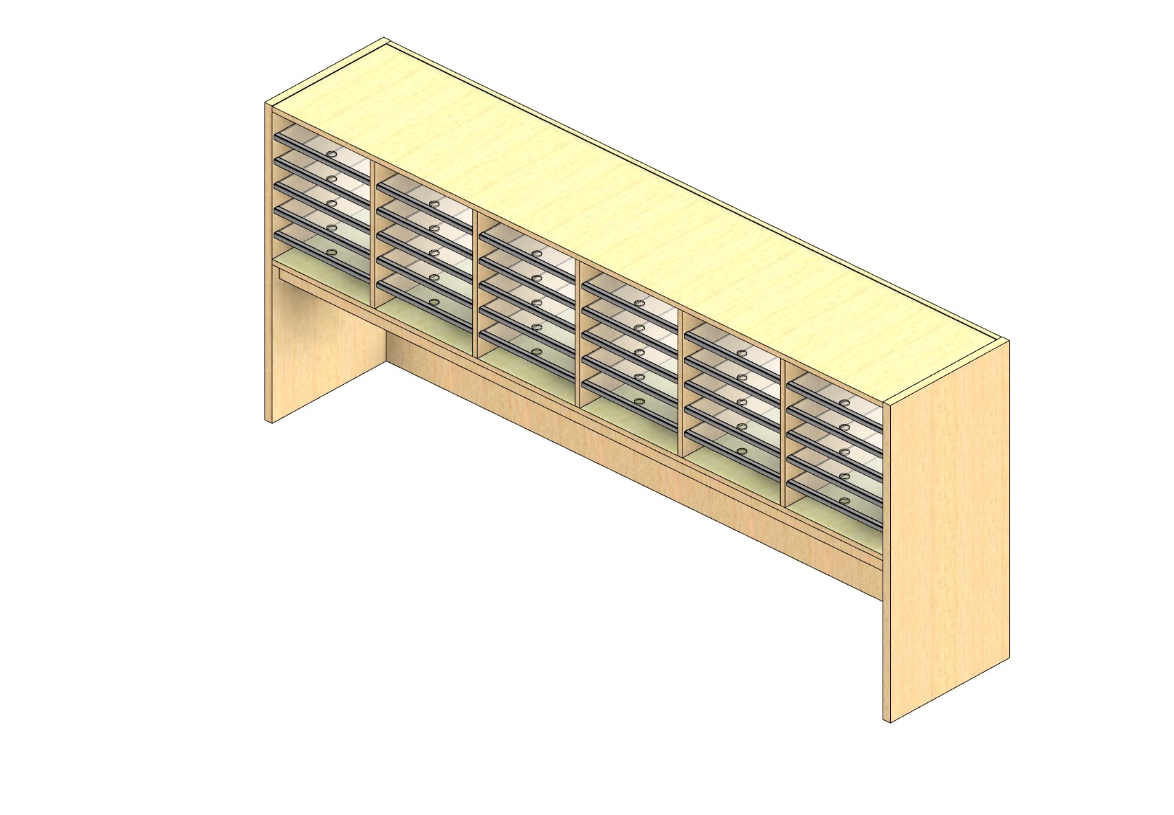Oversize Sized Open Back Sort Module - 6 Columns - 18" Sorting Height w/ 18" Riser