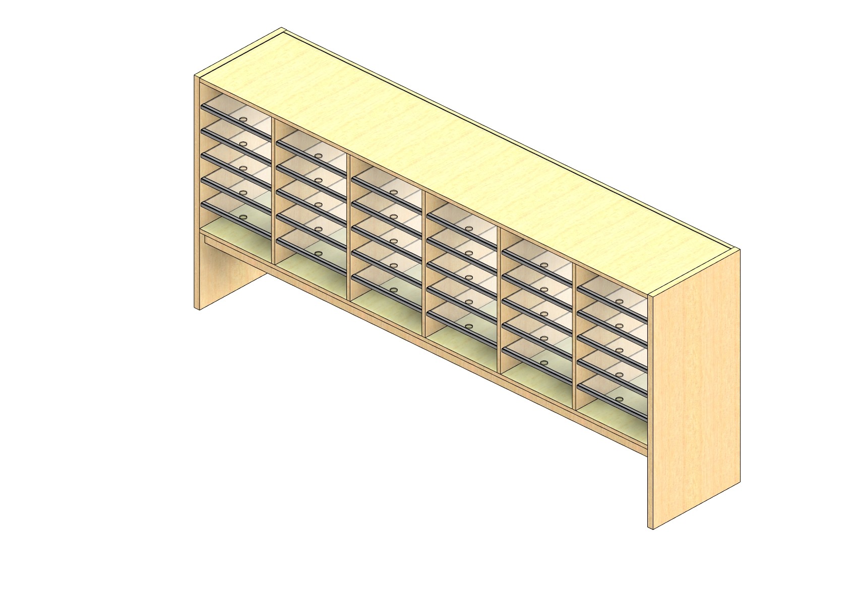 Oversize Sized Open Back Sort Module - 6 Columns - 24" Sorting Height w/ 12" Riser