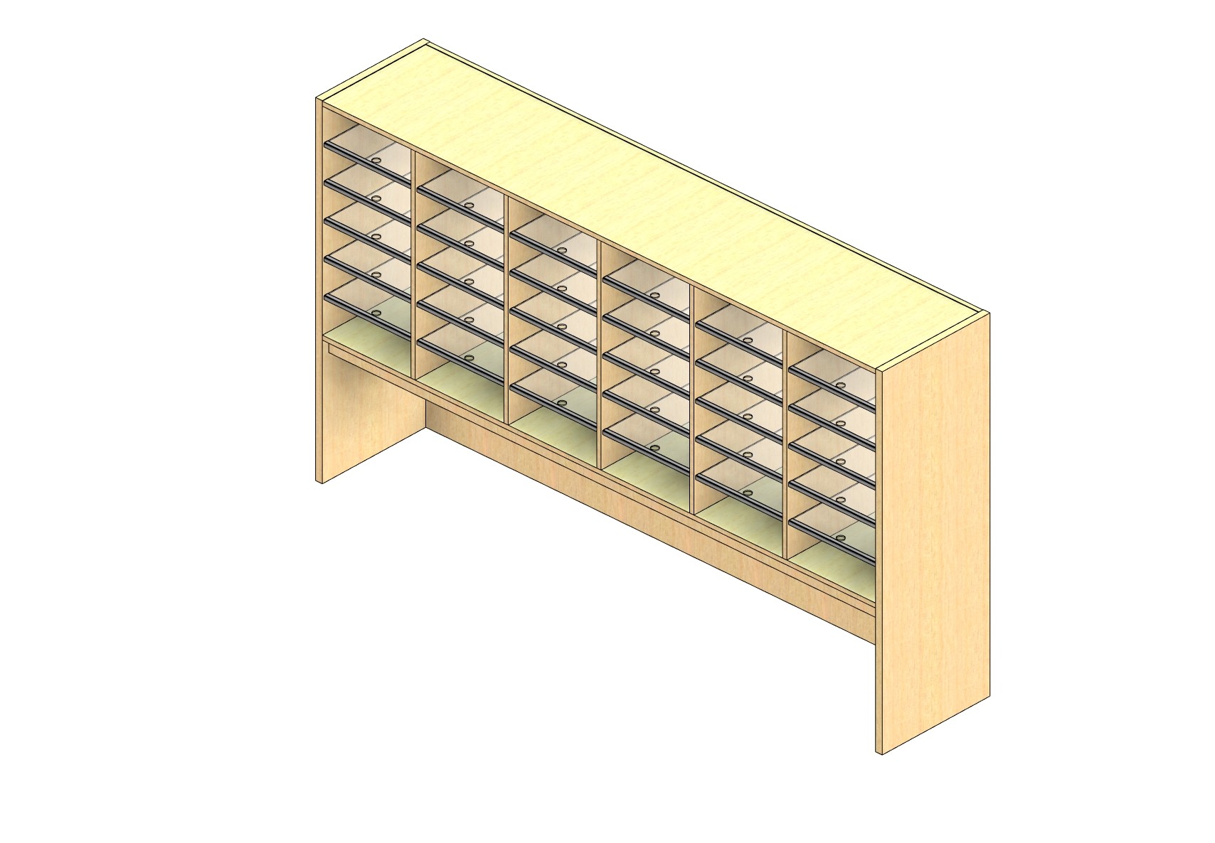 Oversize Sized Open Back Sort Module - 6 Columns - 30" Sorting Height w/ 18" Riser