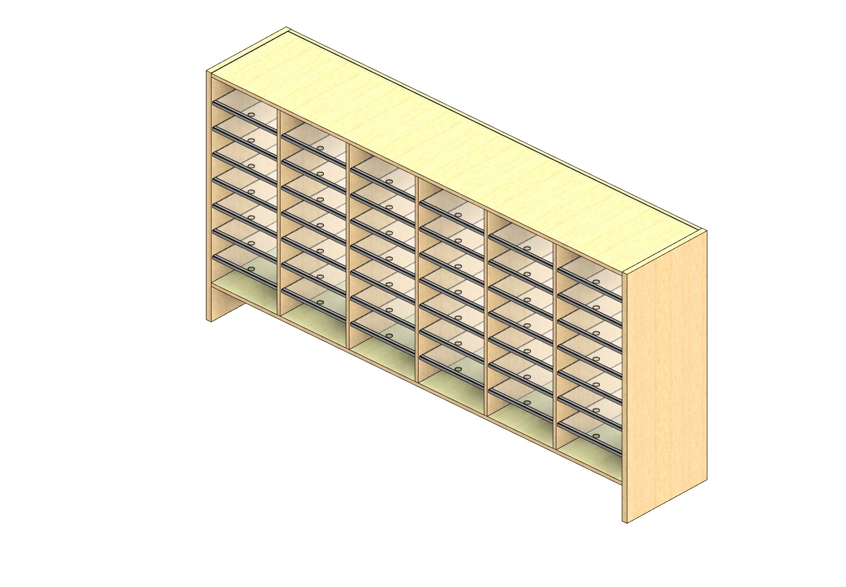 Oversize Sized Open Back Sort Module - 6 Columns - 36" Sorting Height w/ 6" Riser