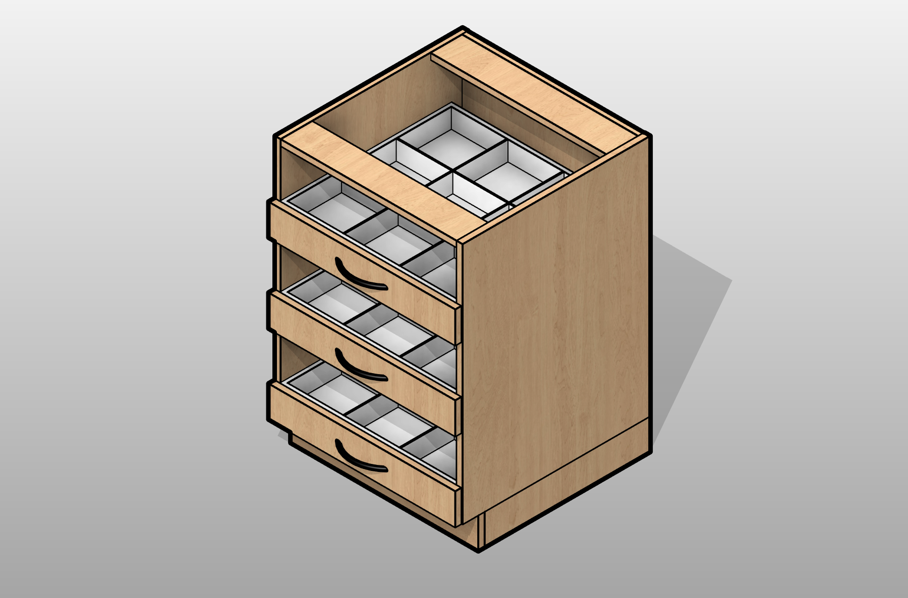 3 Tray Drawer Laminate Base Cabinet