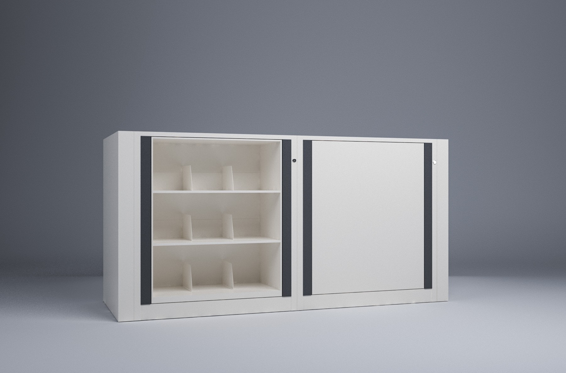 Legal-2 Cabinets-3 Tier-Shelves Steel Rotary File