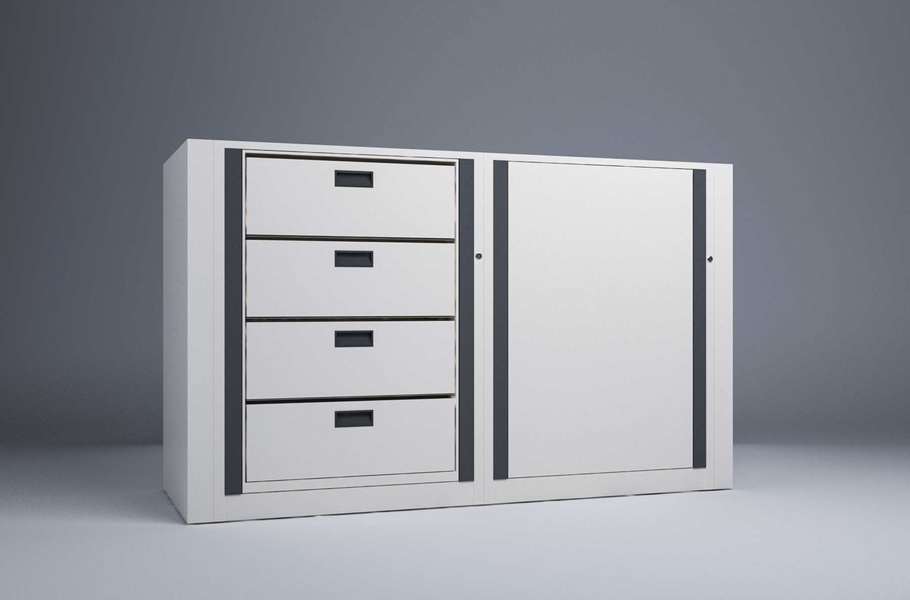 Legal-2 Cabinets-4 Tier-Drawers Steel Rotary File