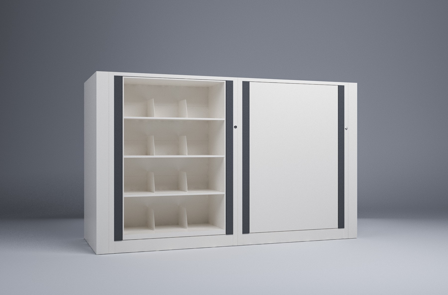 Legal-2 Cabinets-4 Tier-Shelves Steel Rotary File
