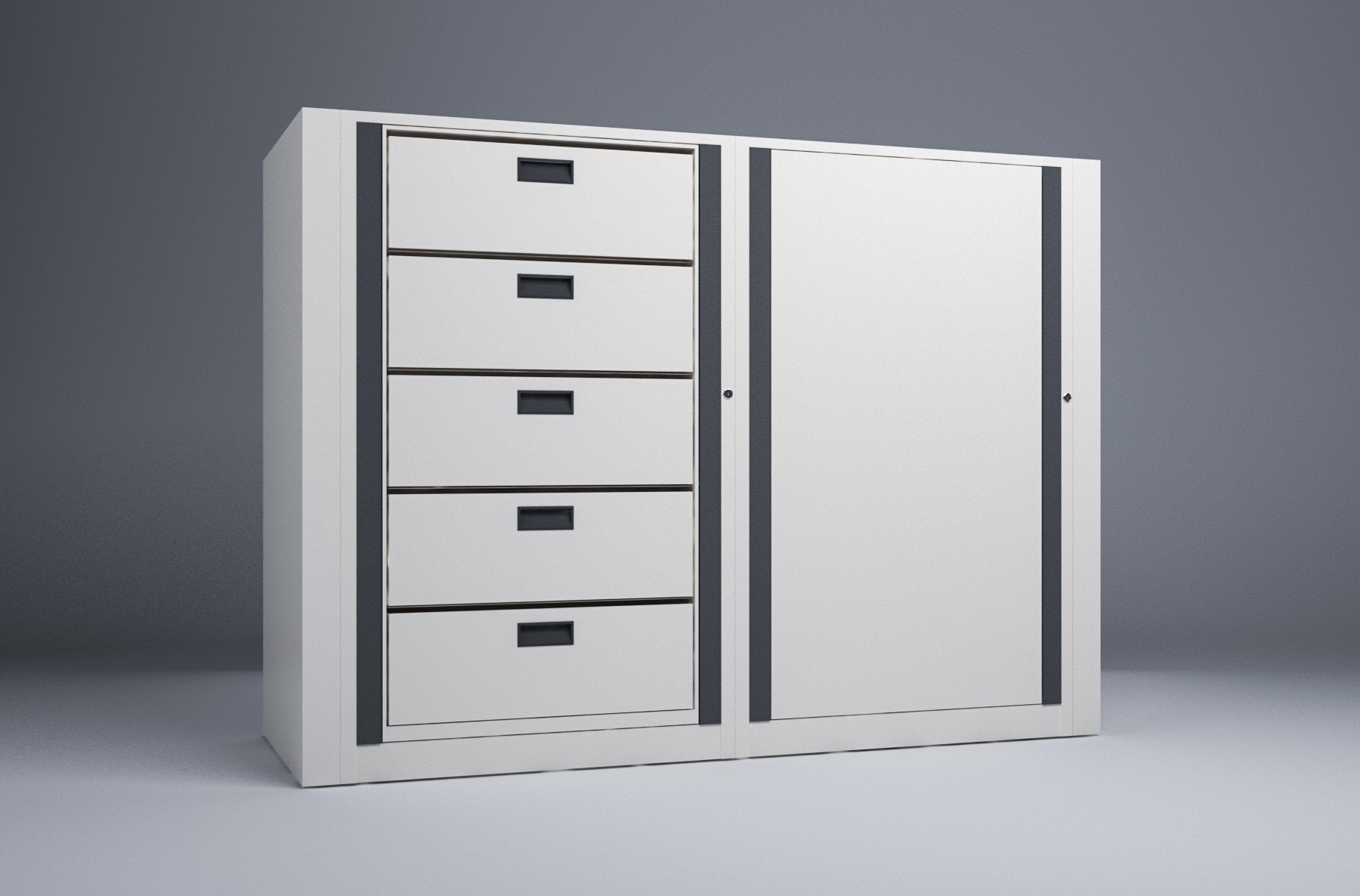 Legal-2 Cabinets-5 Tier-Drawers Steel Rotary File