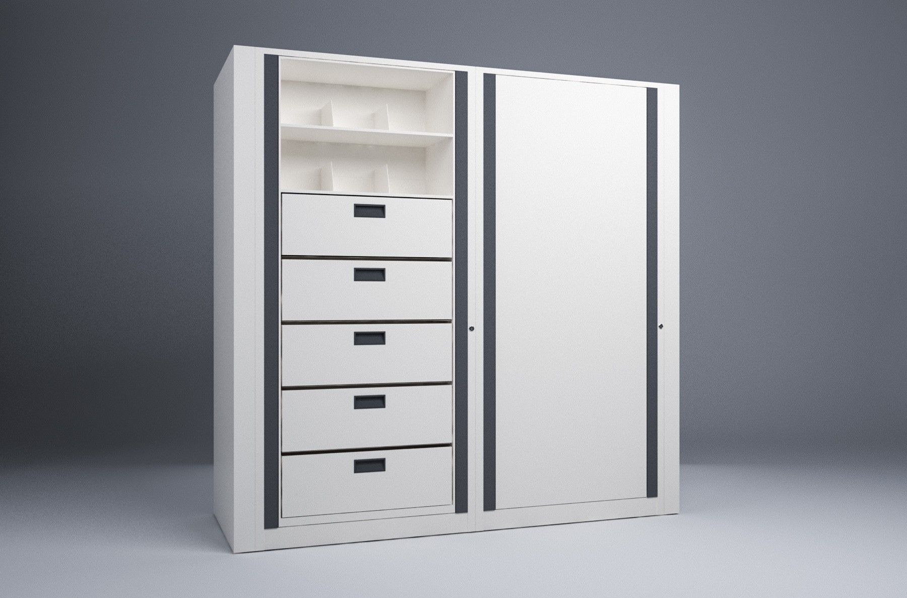 Legal-2 Cabinets-6 Tier-Drawers Steel Rotary File