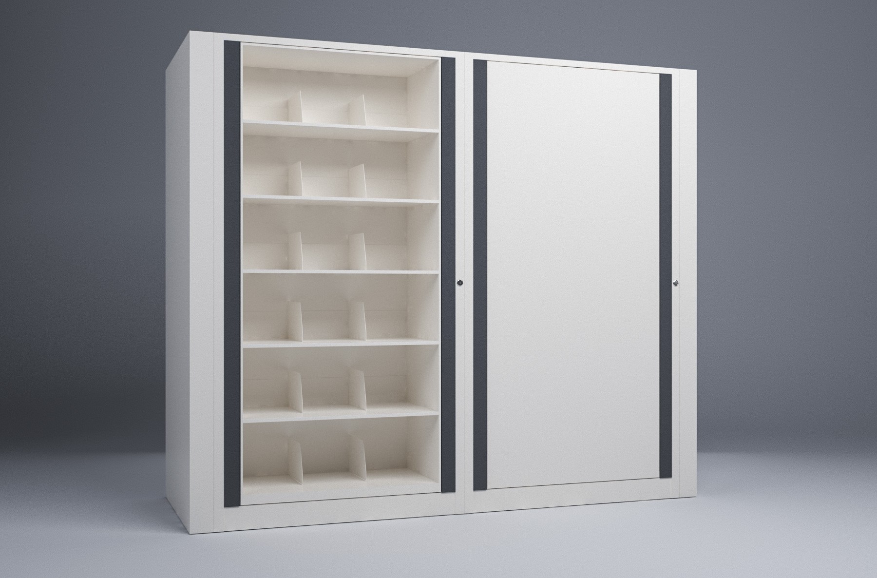 Legal-2 Cabinets-6 Tier-Shelves Steel Rotary File