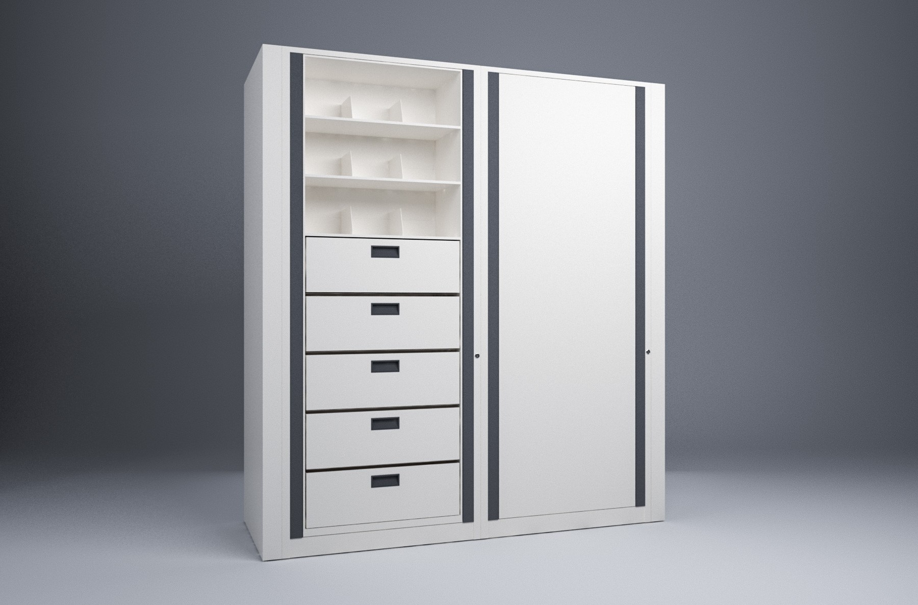 Legal-2 Cabinets-8 Tier-Drawers Steel Rotary File