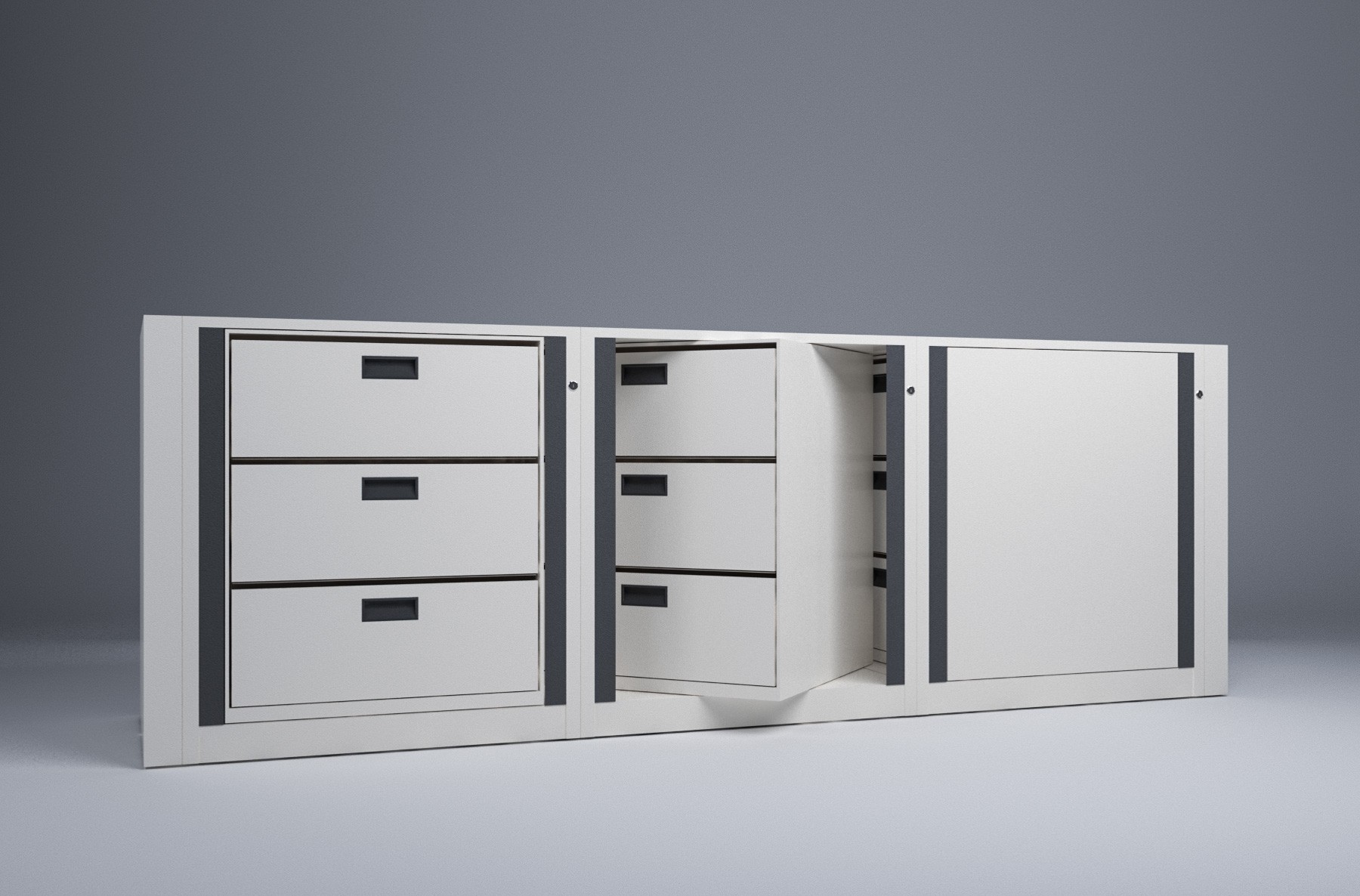Legal-3 Cabinets-3 Tier-Drawers Steel Rotary File