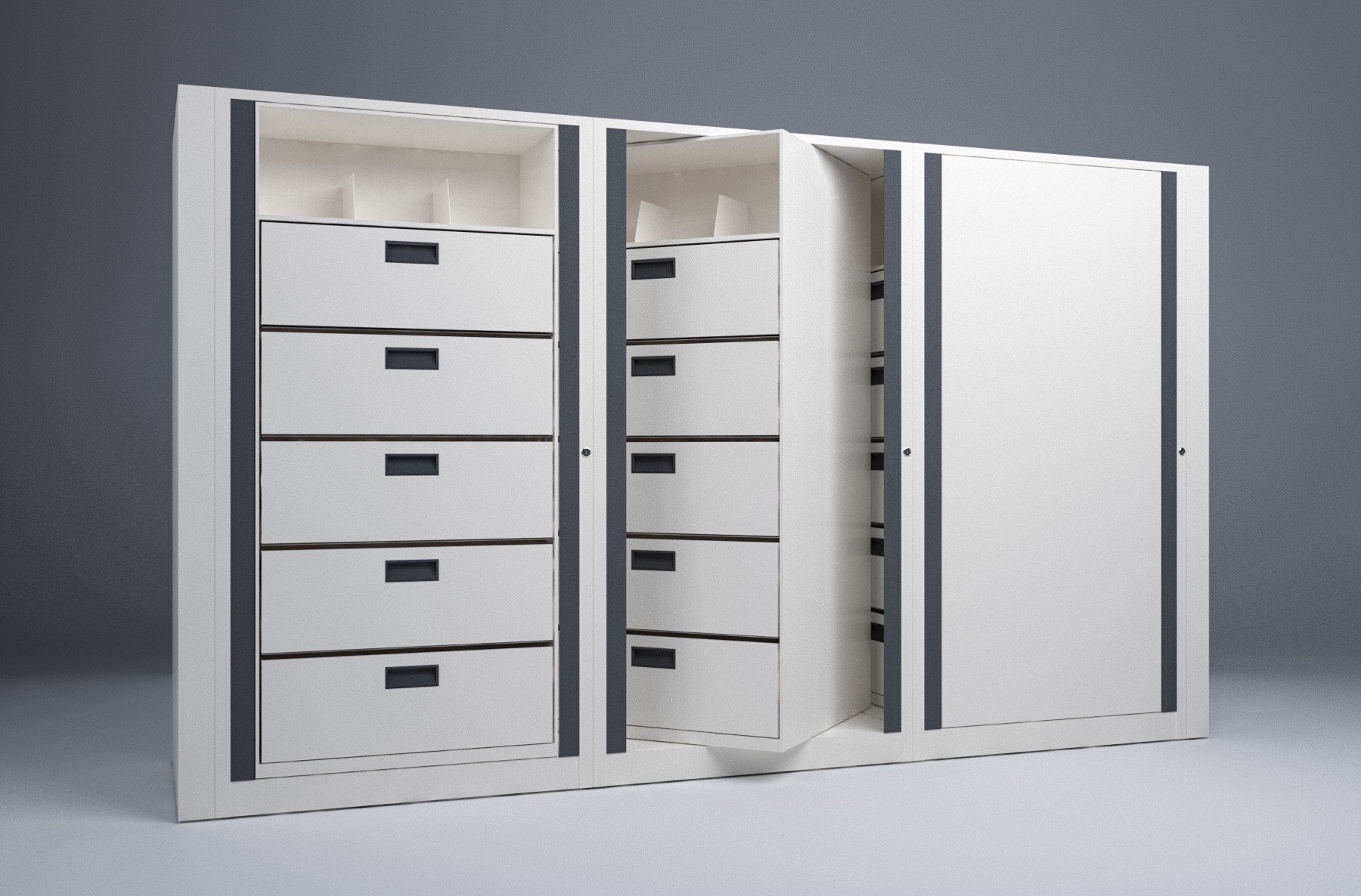 Legal-3 Cabinets-6 Tier-Drawers Steel Rotary File