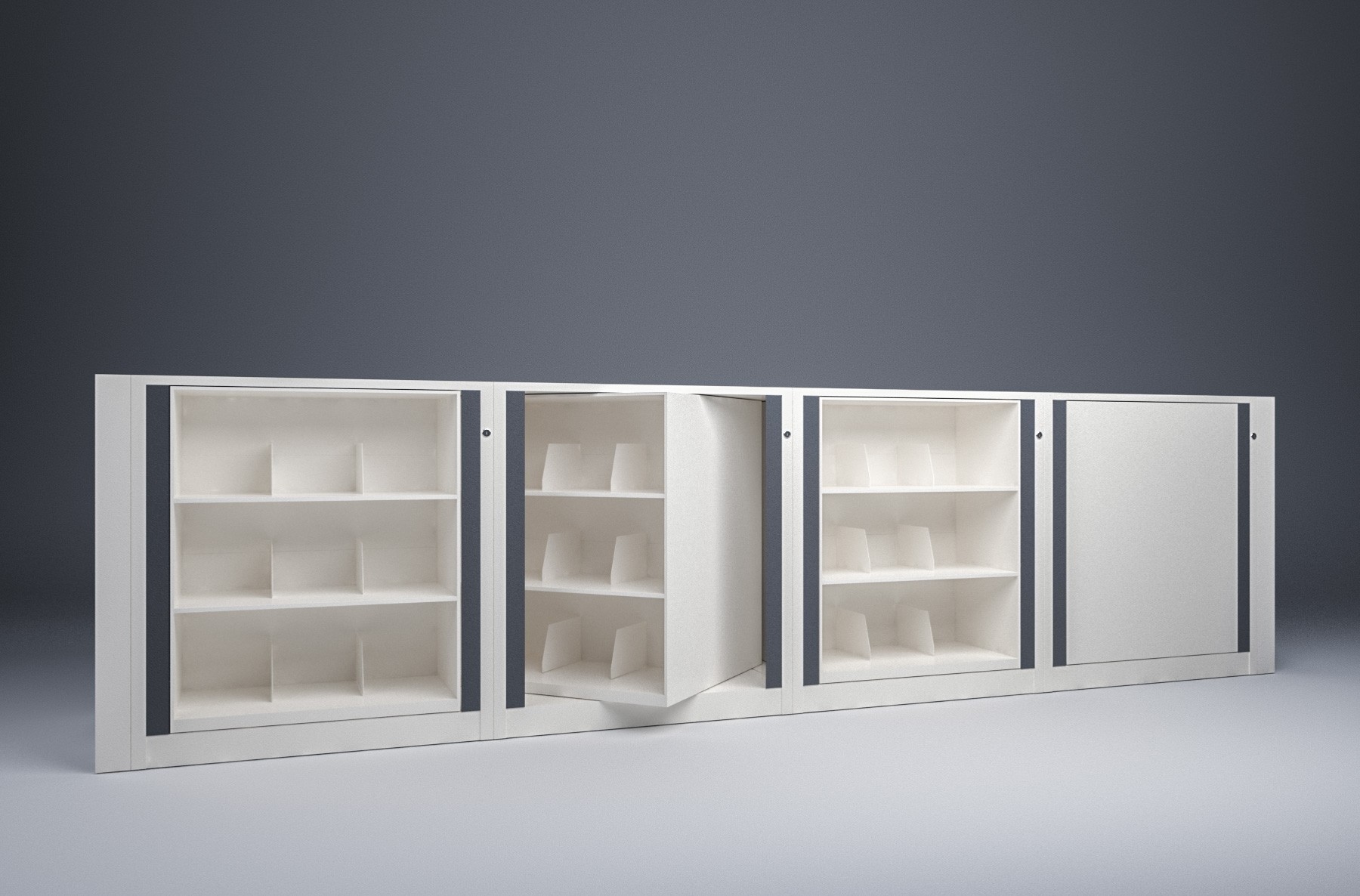 Legal-4 Cabinets-3 Tier-Shelves Steel Rotary File