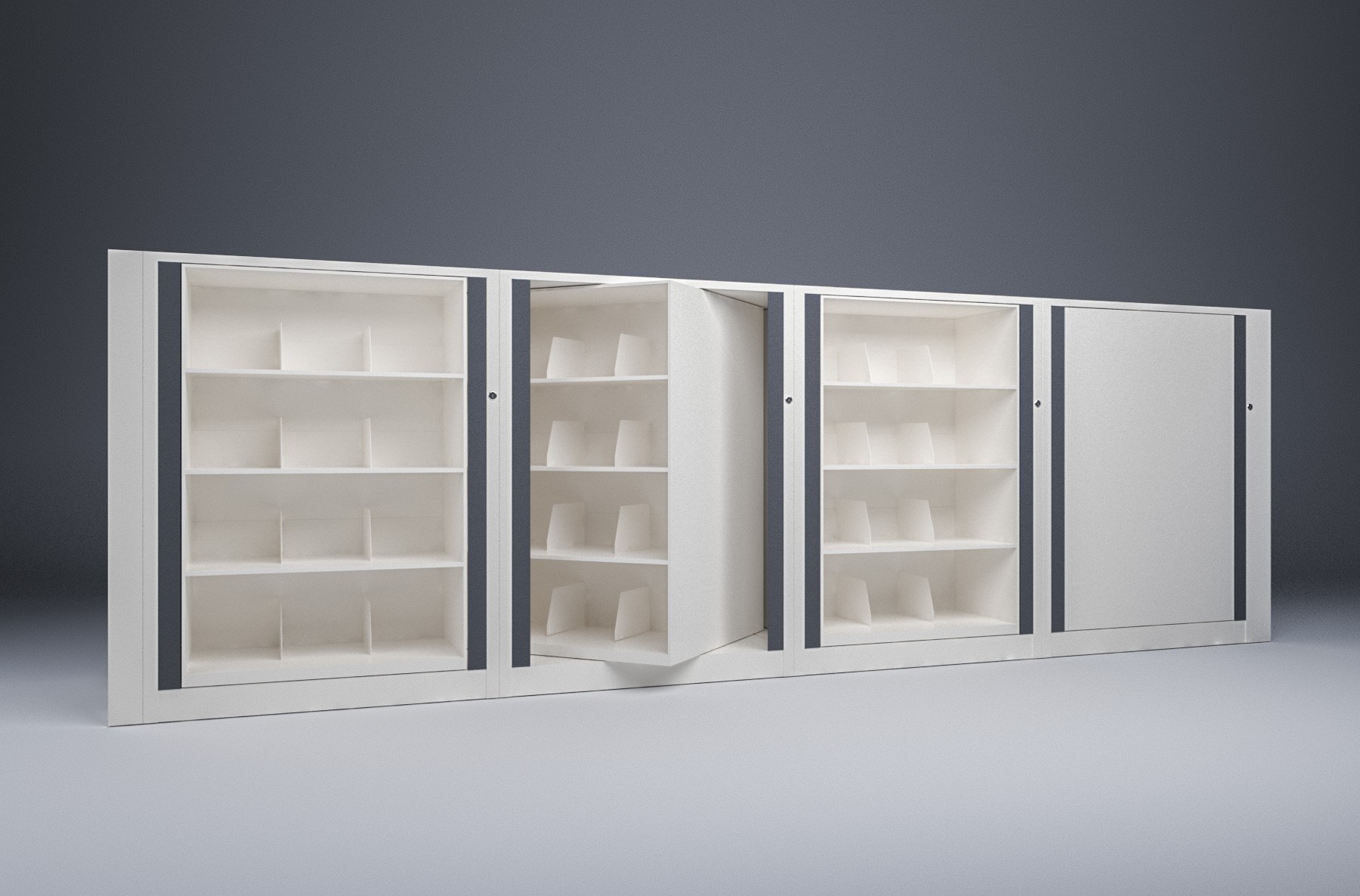 Legal-4 Cabinets-4 Tier-Shelves Steel Rotary File