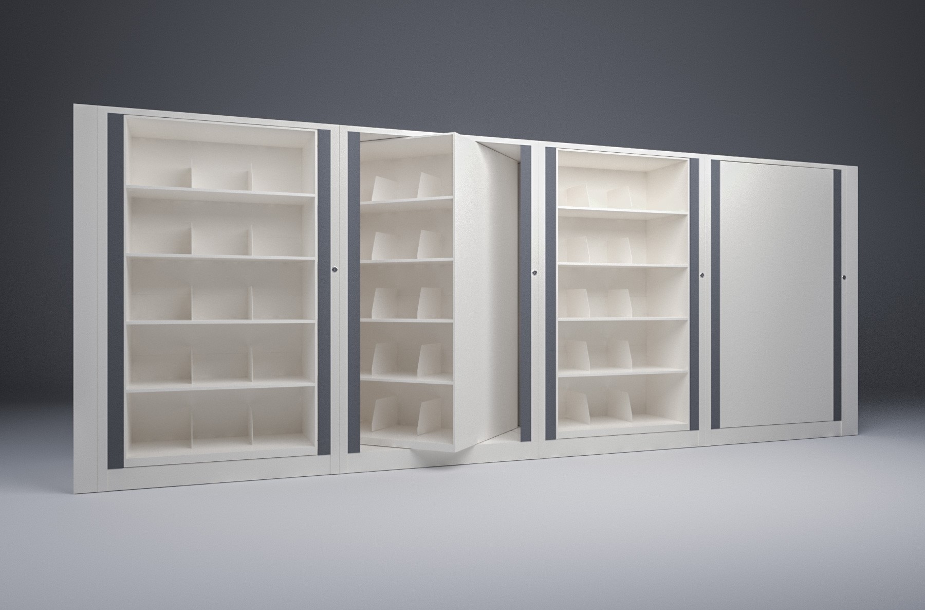 Legal-4 Cabinets-5 Tier-Shelves Steel Rotary File