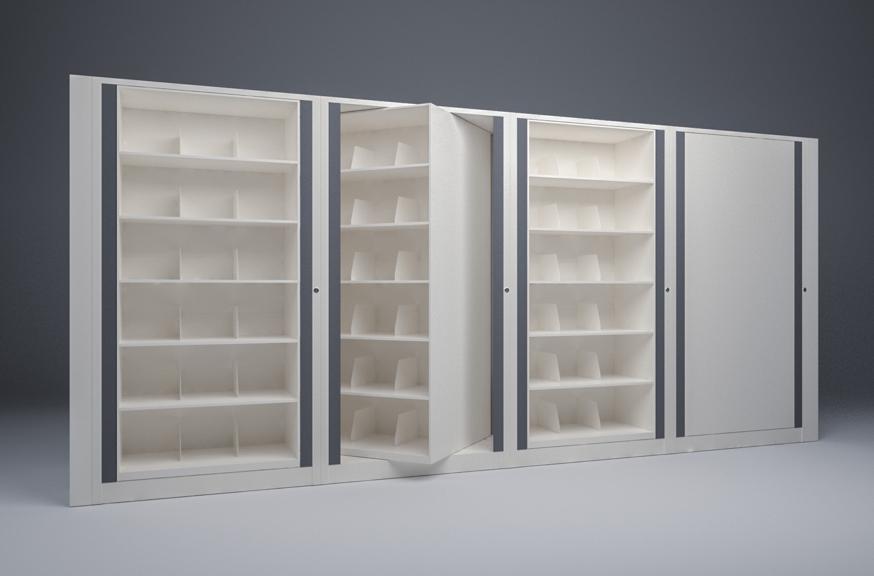 Legal-4 Cabinets-6 Tier-Shelves Steel Rotary File