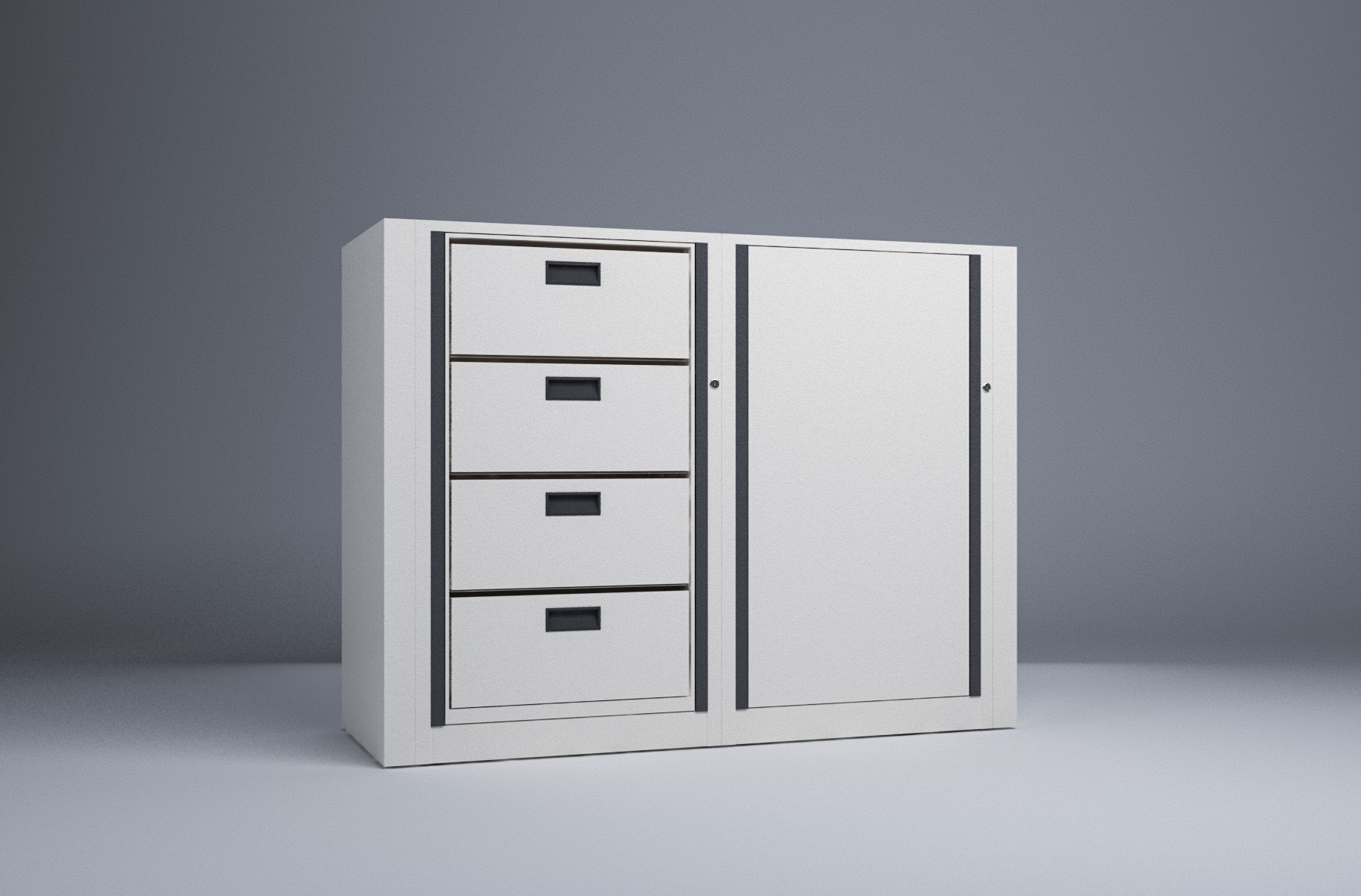 Letter-2 Cabinets-4 Tier-Drawers Steel Rotary File