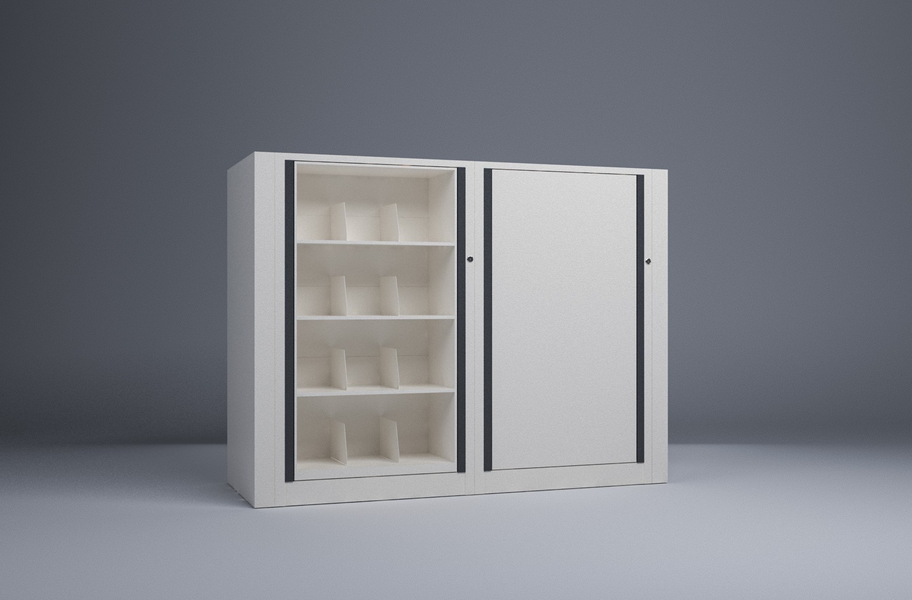 Letter-2 Cabinets-4 Tier-Shelves Steel Rotary File