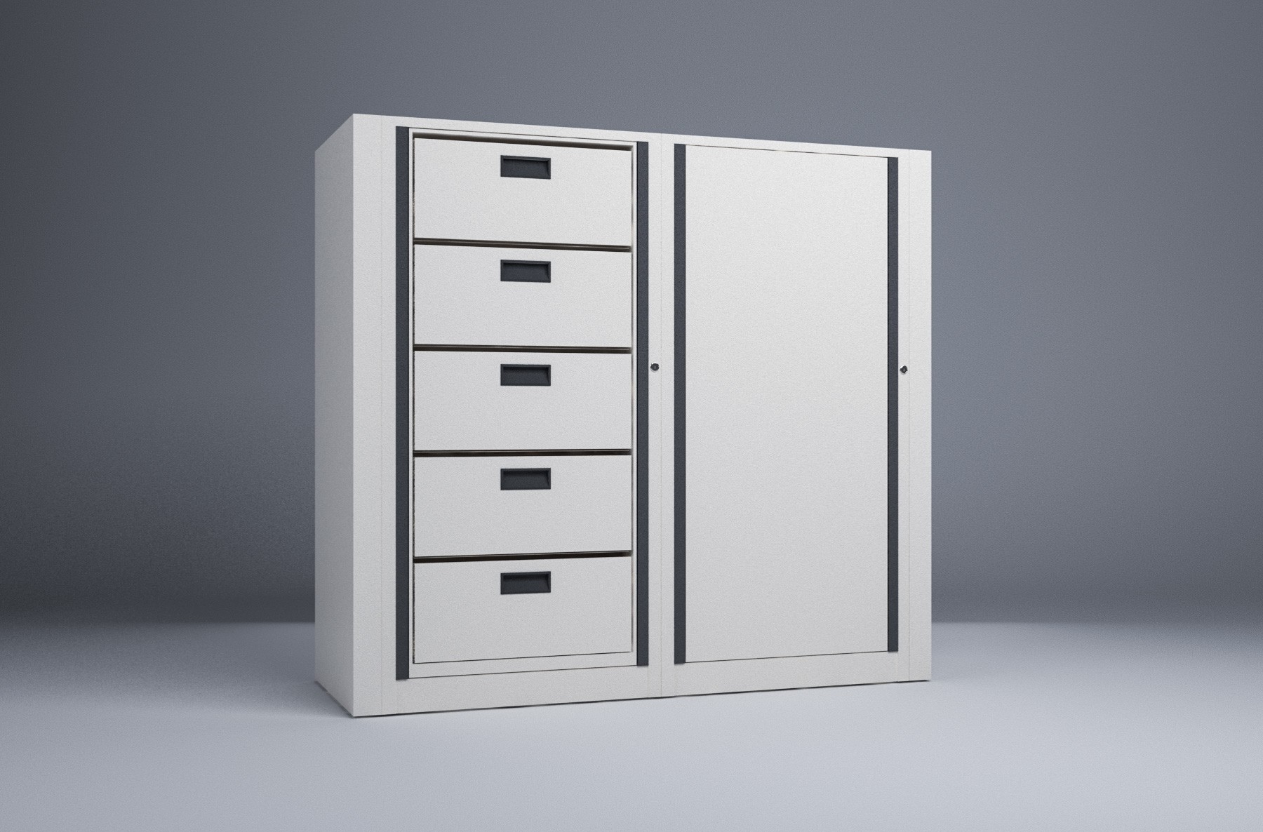 Letter-2 Cabinets-5 Tier-Drawers Steel Rotary File
