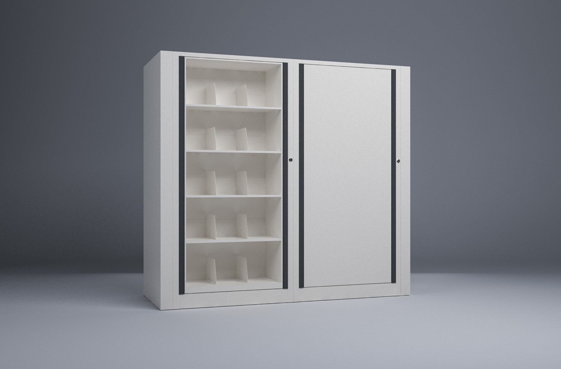 Letter-2 Cabinets-5 Tier-Shelves Steel Rotary File