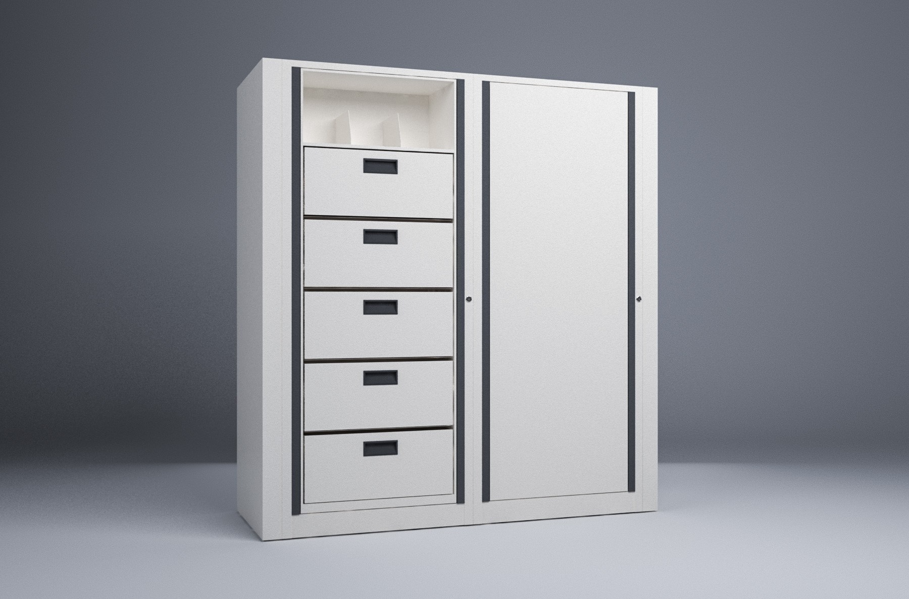 Letter-2 Cabinets-6 Tier-Drawers Steel Rotary File