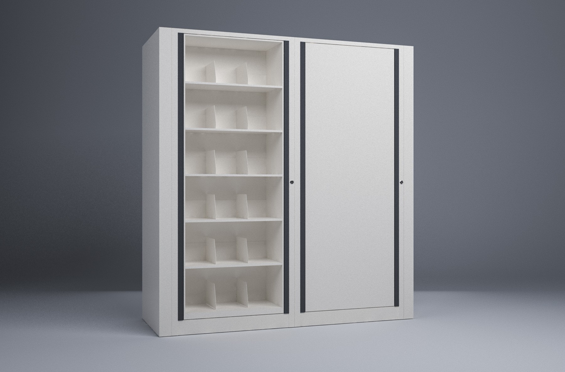 Letter-2 Cabinets-6 Tier-Shelves Steel Rotary File