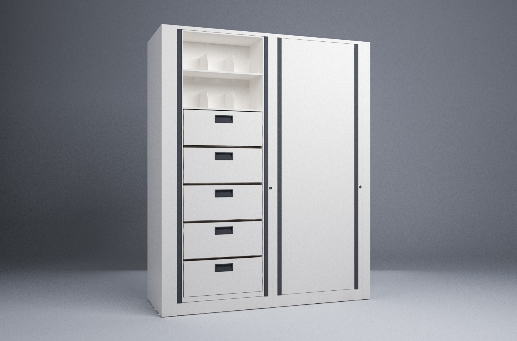 Letter-2 Cabinets-7 Tier-Drawers Steel Rotary File