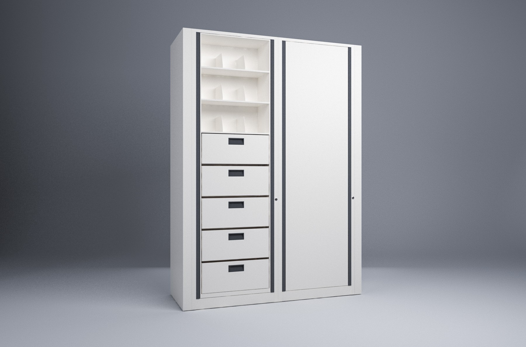 Letter-2 Cabinets-8 Tier-Drawers Steel Rotary File