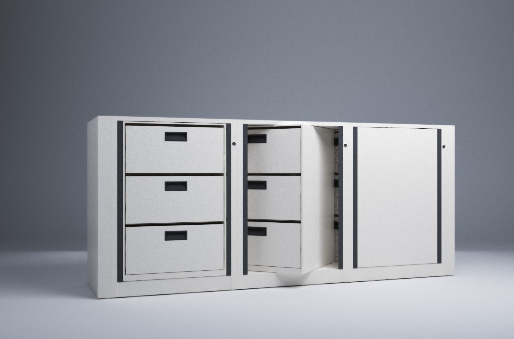Letter-3 Cabinets-3 Tier-Drawers Steel Rotary File