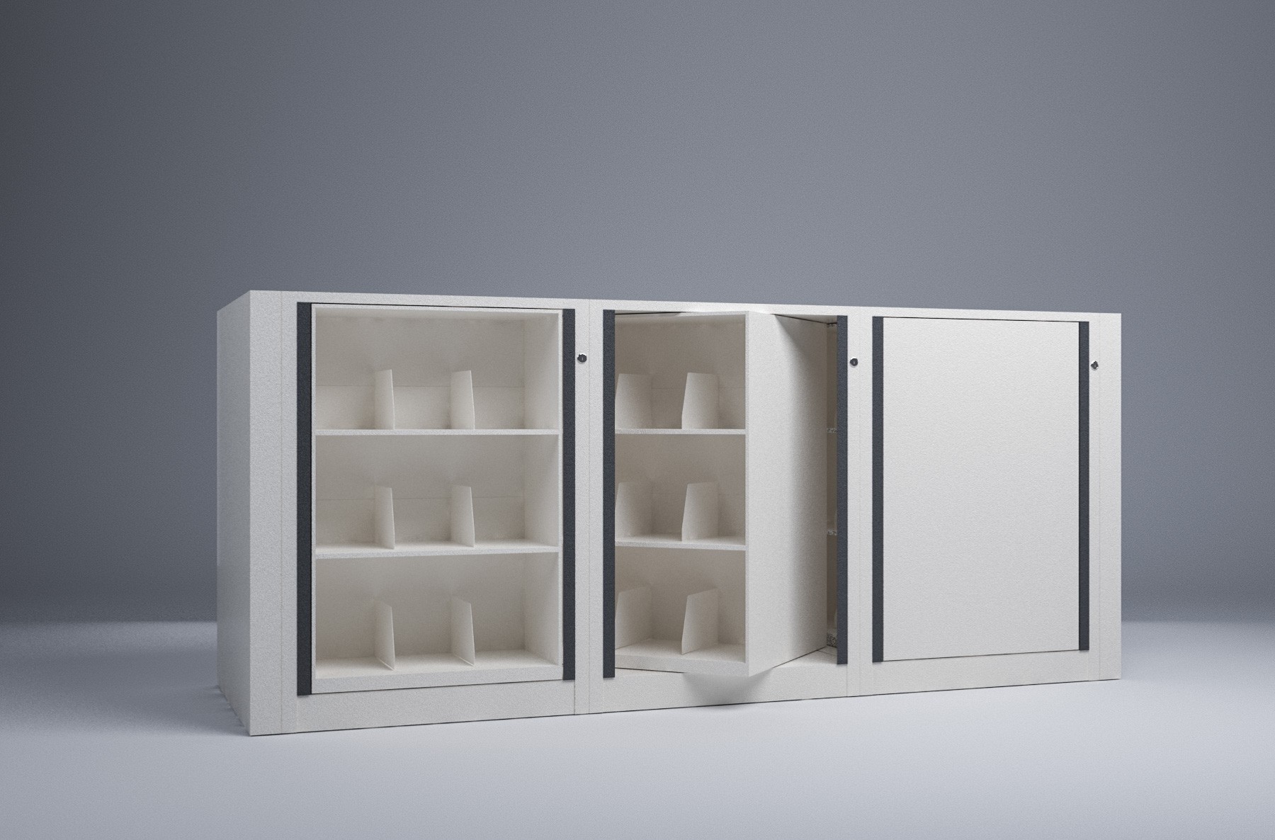 Letter-3 Cabinets-3 Tier-Shelves Steel Rotary File