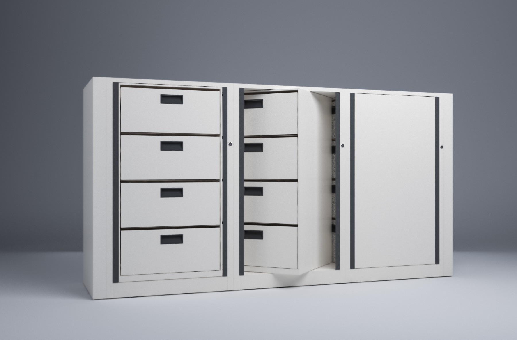 Letter-3 Cabinets-4 Tier-Drawers Steel Rotary File