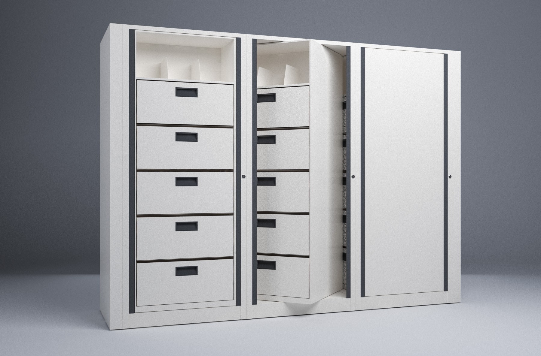 Letter-3 Cabinets-6 Tier-Drawers Steel Rotary File