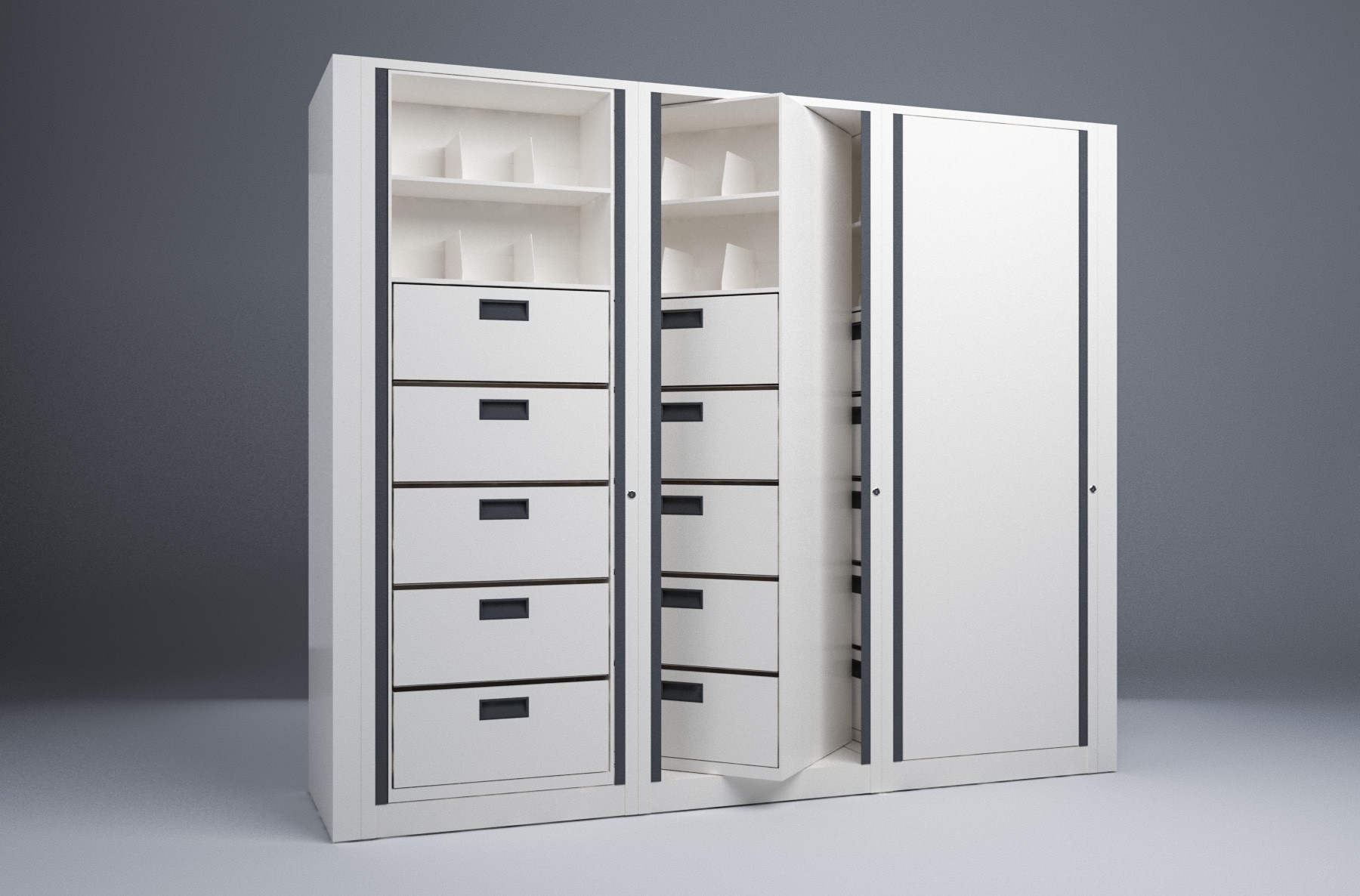 Letter-3 Cabinets-7 Tier-Drawers Steel Rotary File