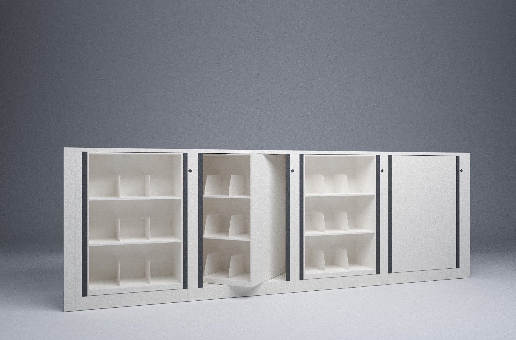 Letter-4 Cabinets-3 Tier-Shelves Steel Rotary File