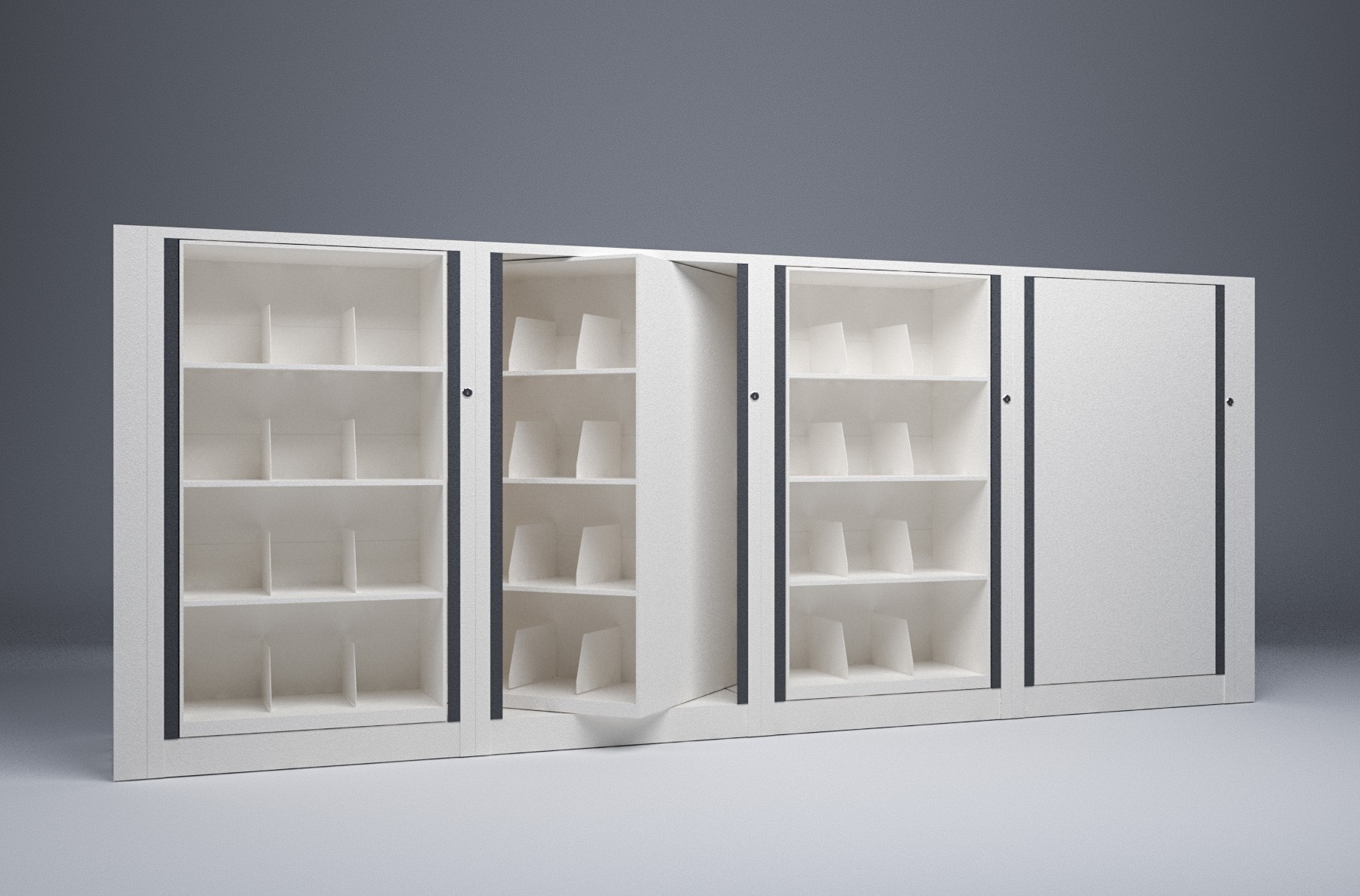 Letter-4 Cabinets-4 Tier-Shelves Steel Rotary File