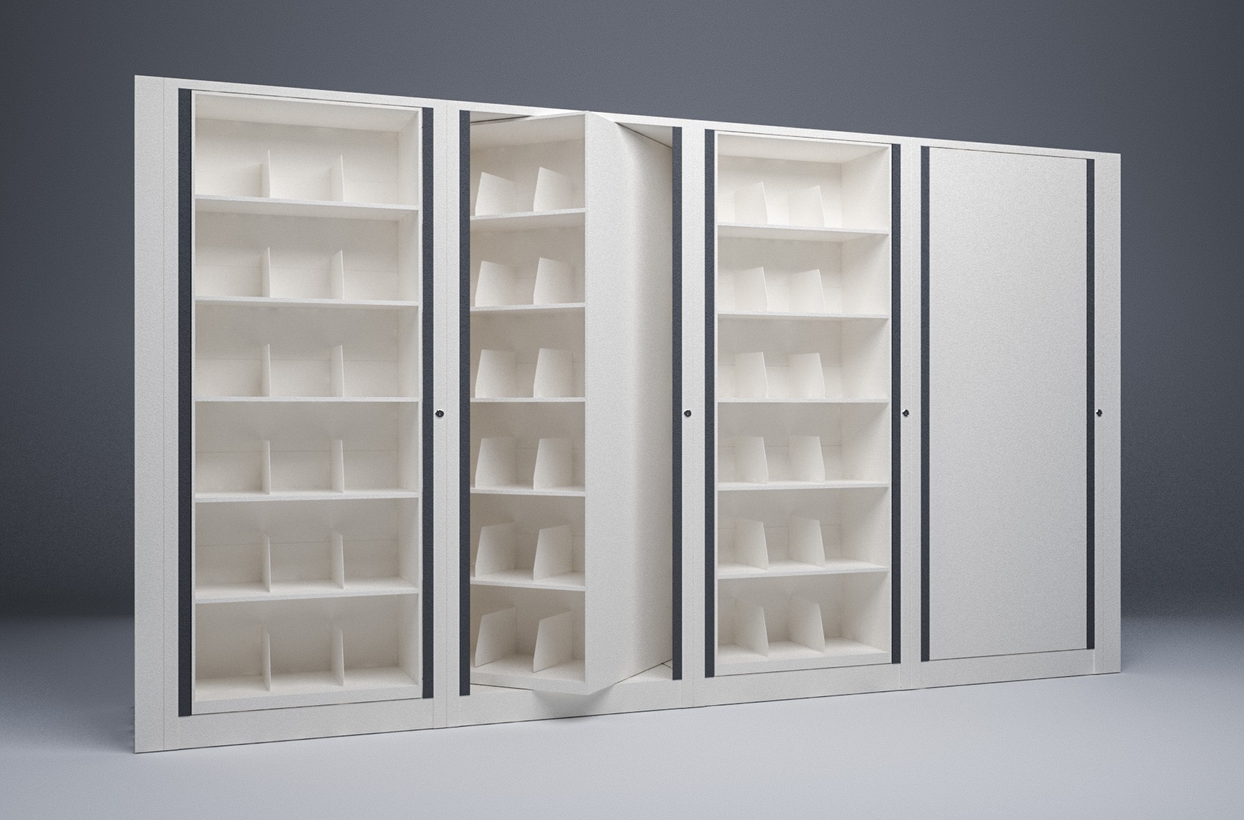 Letter-4 Cabinets-6 Tier-Shelves Steel Rotary File