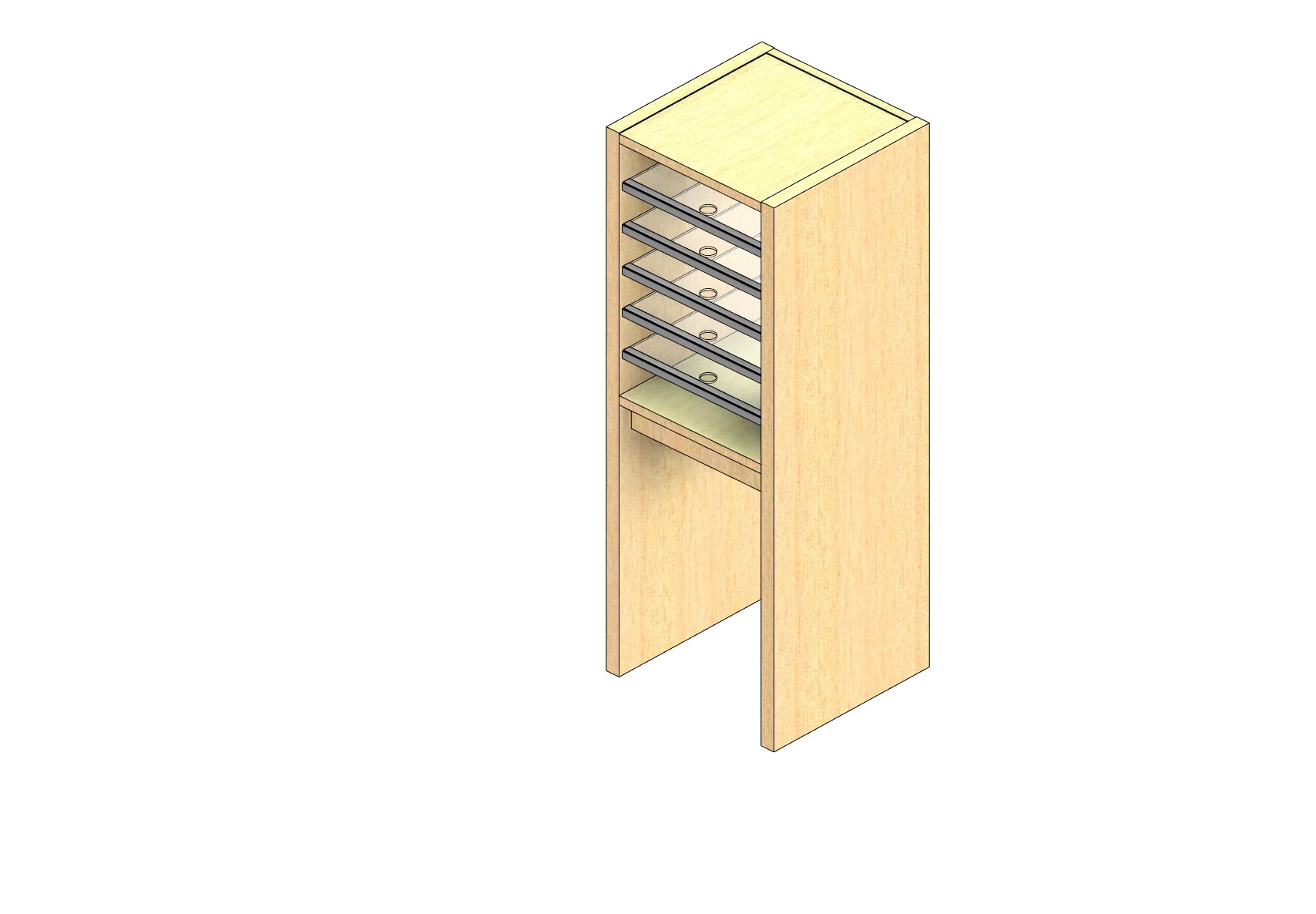 Standard Sized Open Back Sort Module - 1 Column - 18" Sorting Height w/ 18" Riser