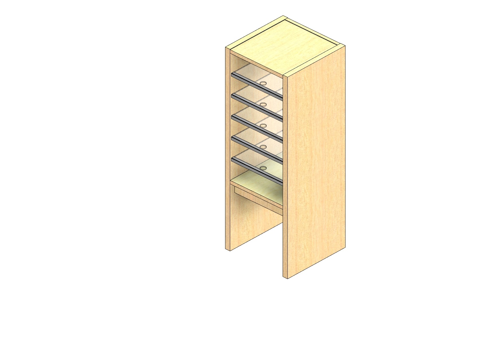 Standard Sized Open Back Sort Module - 1 Column - 24" Sorting Height w/ 12" Riser