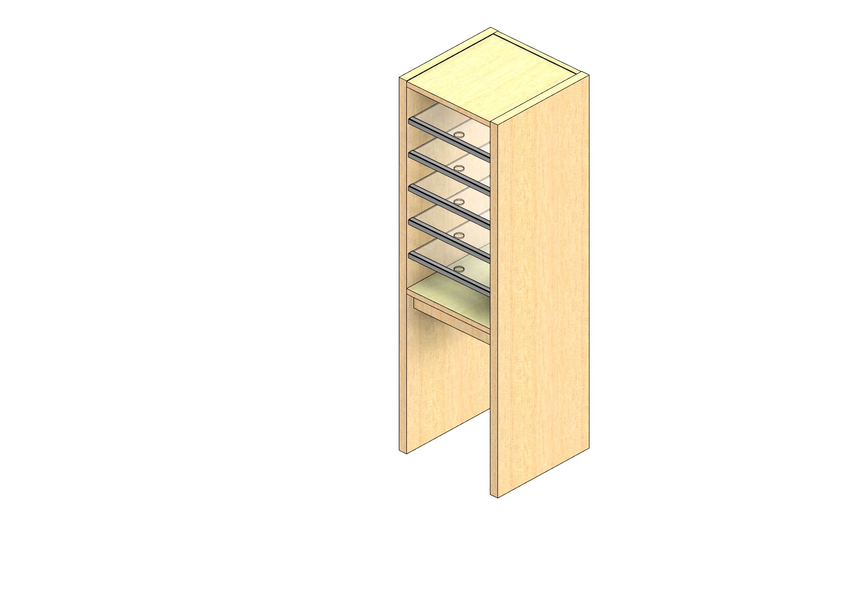 Standard Sized Open Back Sort Module - 1 Column - 24" Sorting Height w/ 18" Riser
