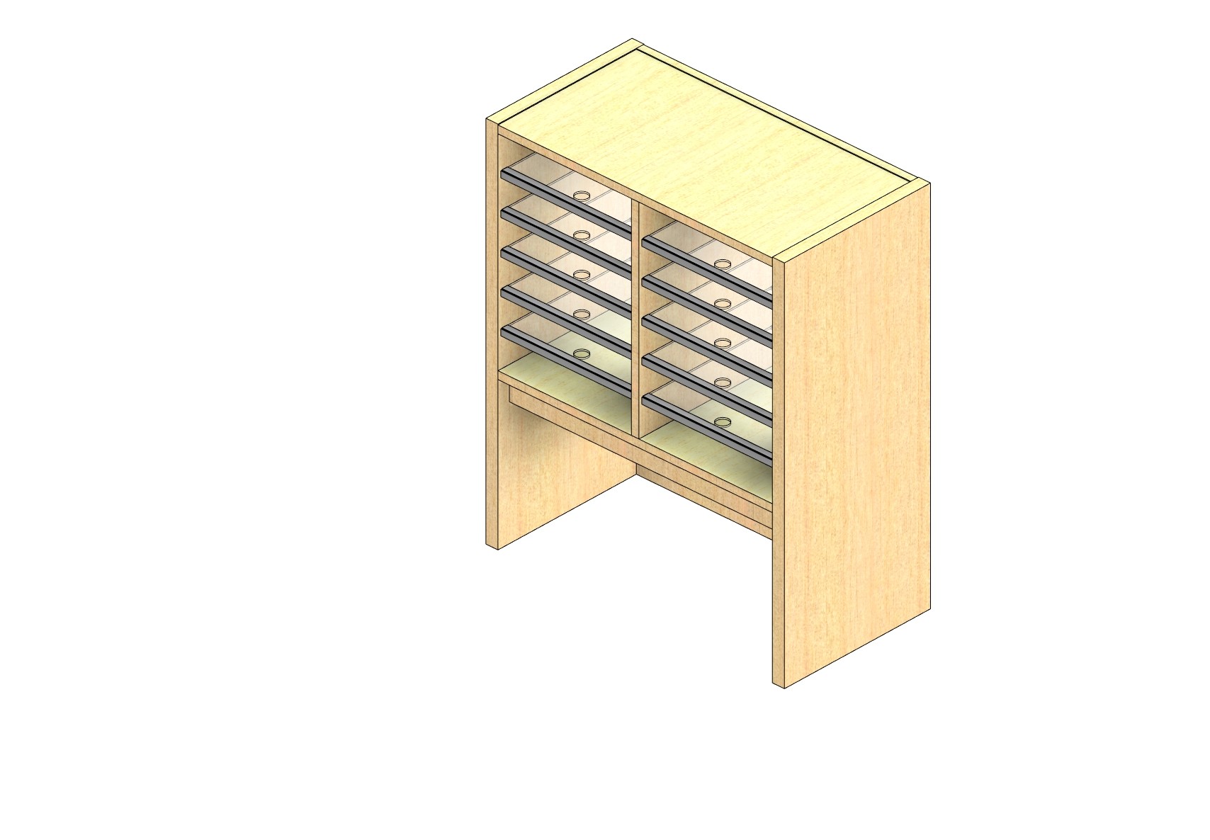 Standard Sized Open Back Sort Module - 2 Columns - 18" Sorting Height w/ 12" Riser