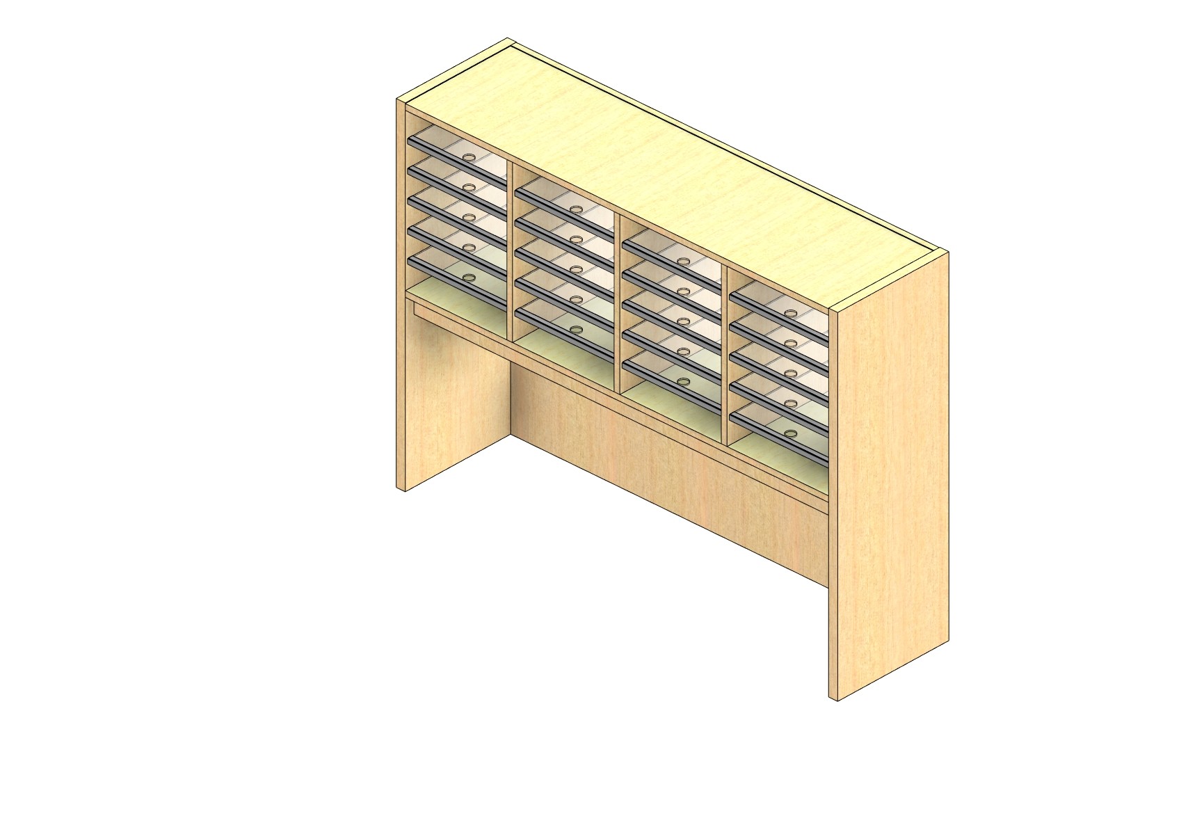 Standard Sized Open Back Sort Module - 4 Columns - 18" Sorting Height w/ 18" Riser