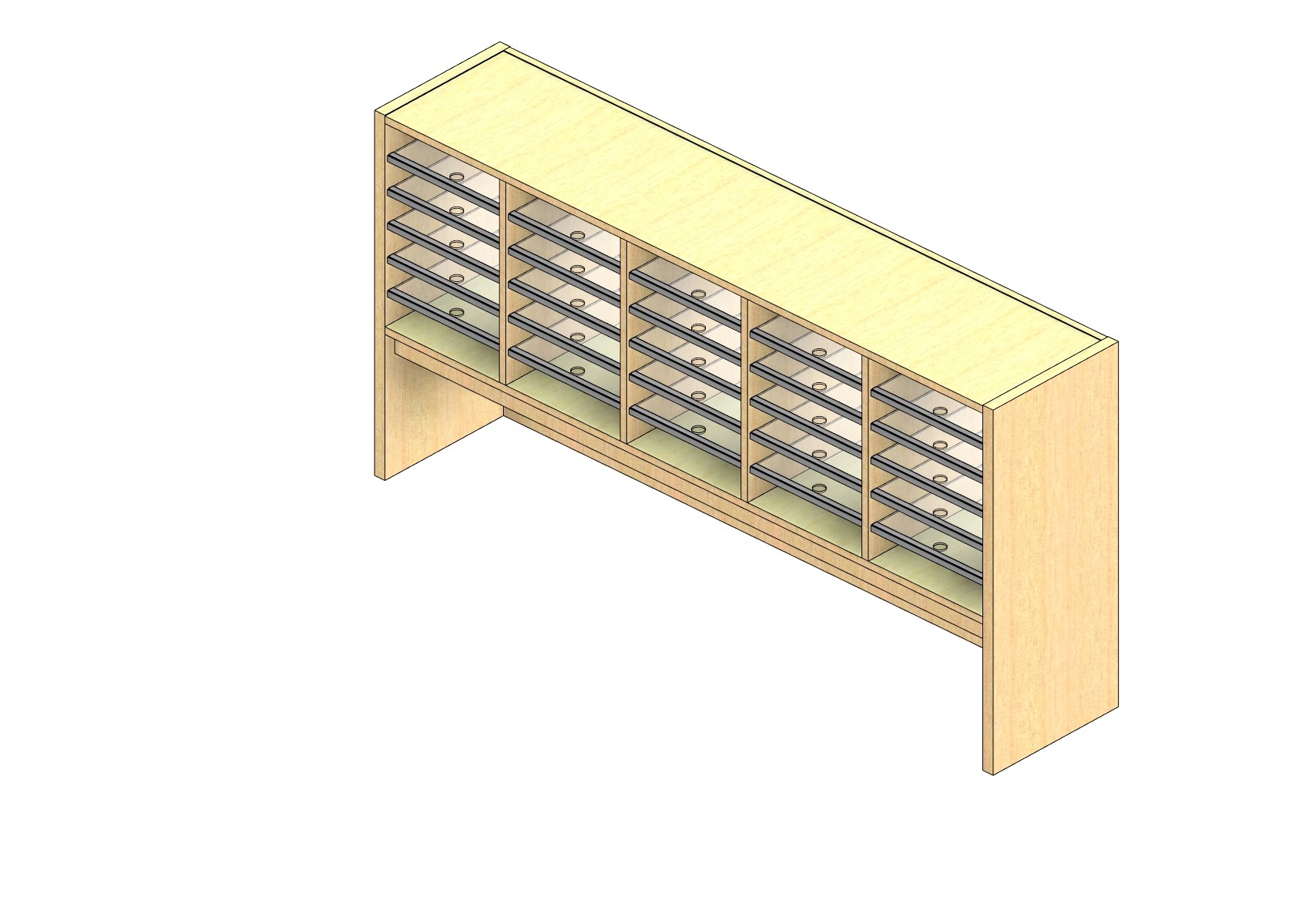 Standard Sized Open Back Sort Module - 5 Columns - 18" Sorting Height w/ 12" Riser