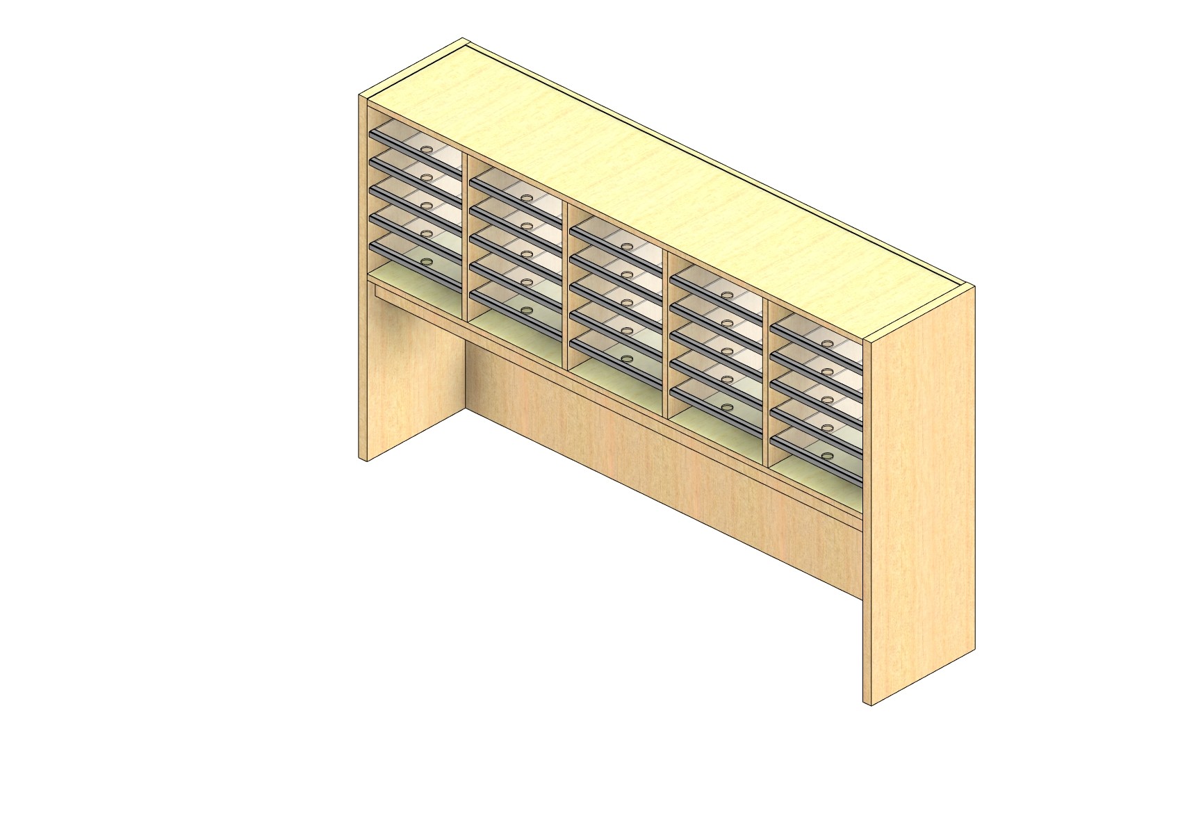 Standard Sized Open Back Sort Module - 5 Columns - 18" Sorting Height w/ 18" Riser