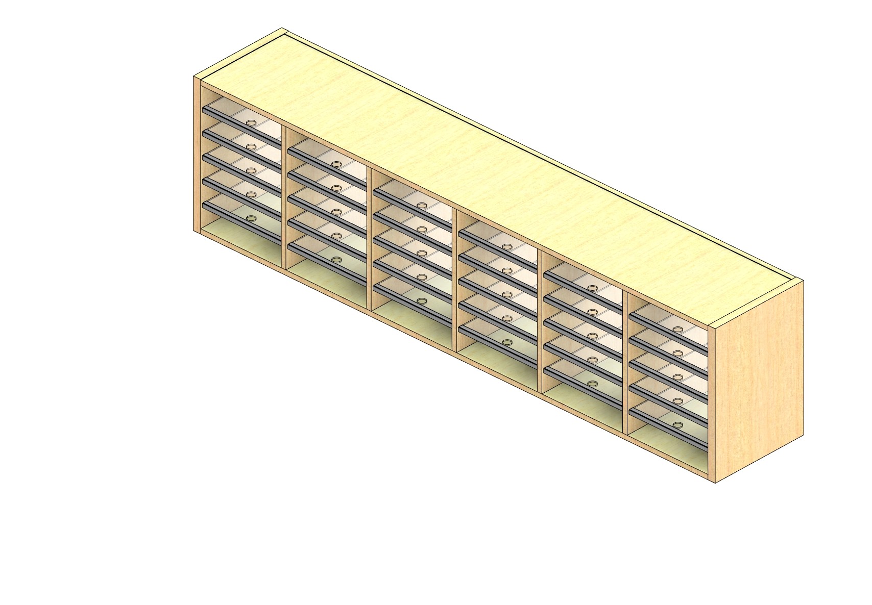 Standard Sized Open Back Sort Module - 6 Columns - 18" Sorting Height w/ No Riser