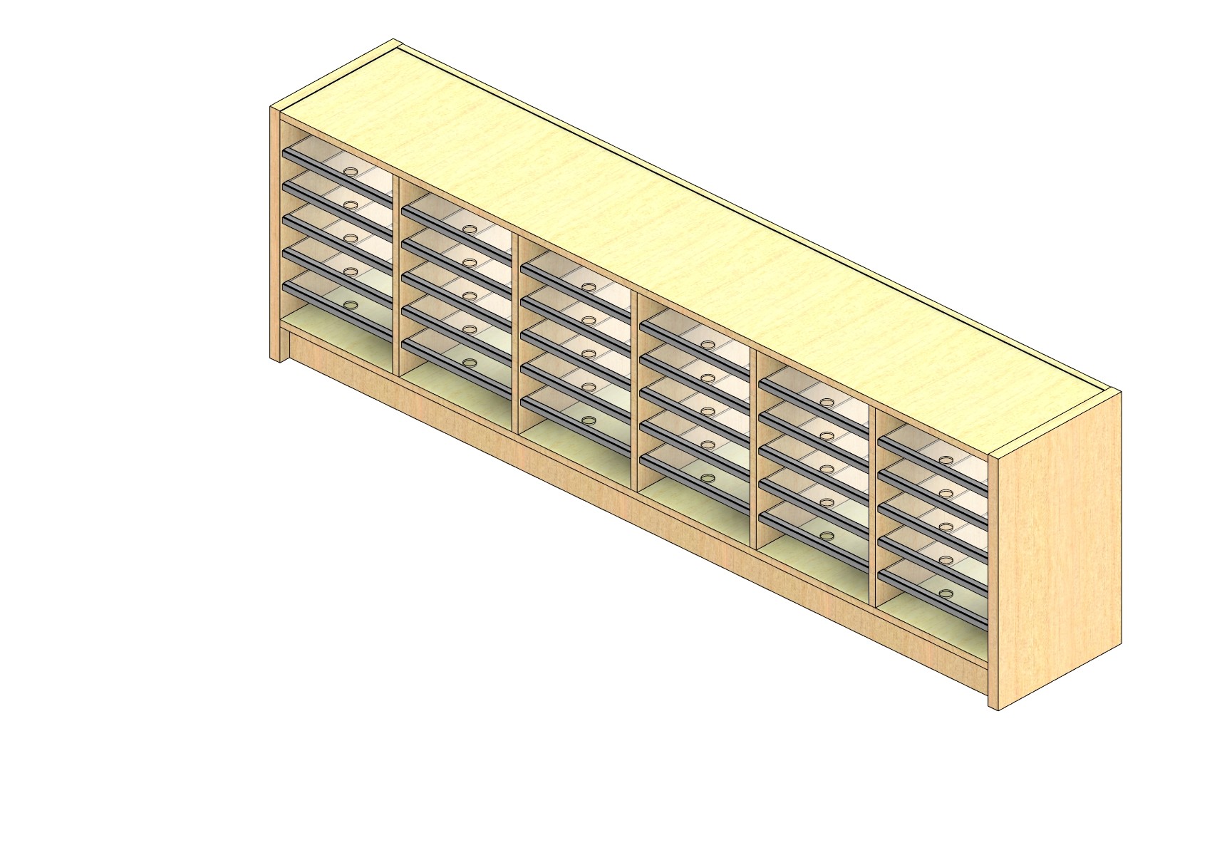 Standard Sized Open Back Sort Module - 6 Columns - 18" Sorting Height w/ 3" Riser