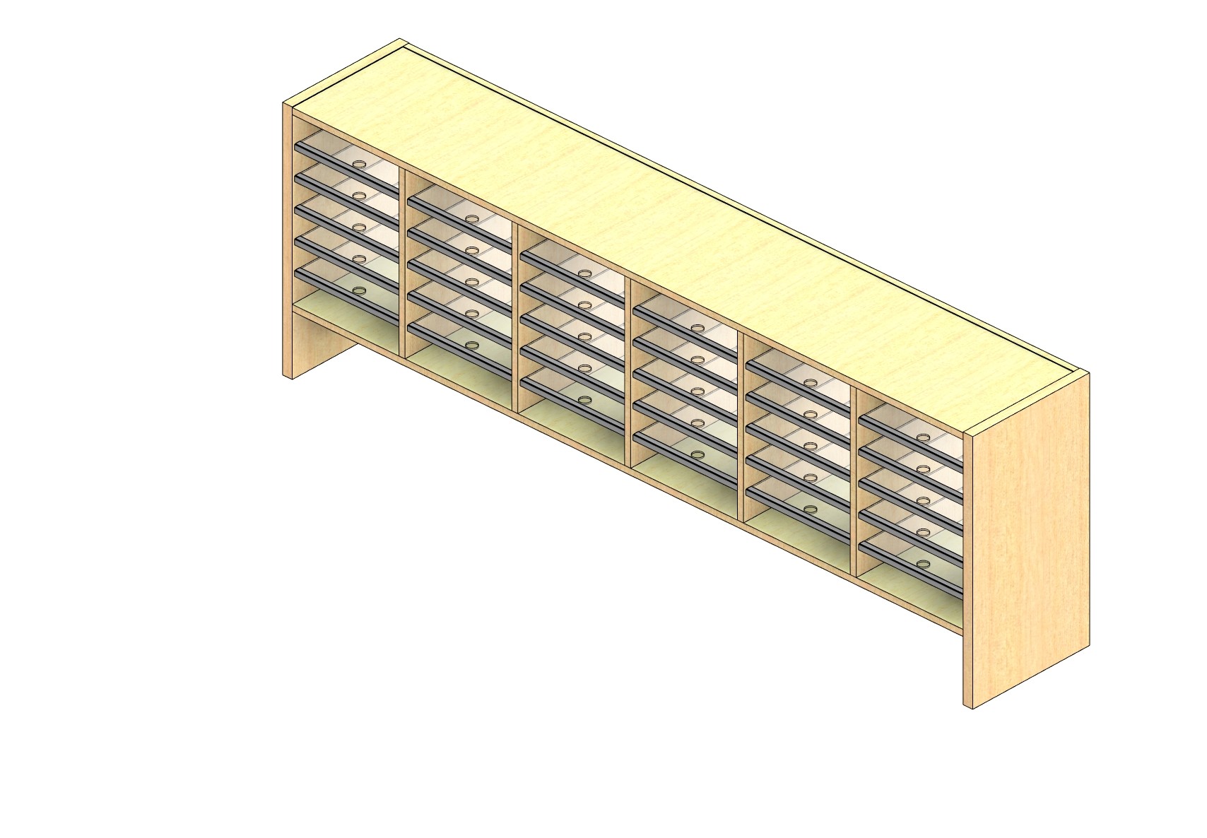 Standard Sized Open Back Sort Module - 6 Columns - 18" Sorting Height w/ 6" Riser