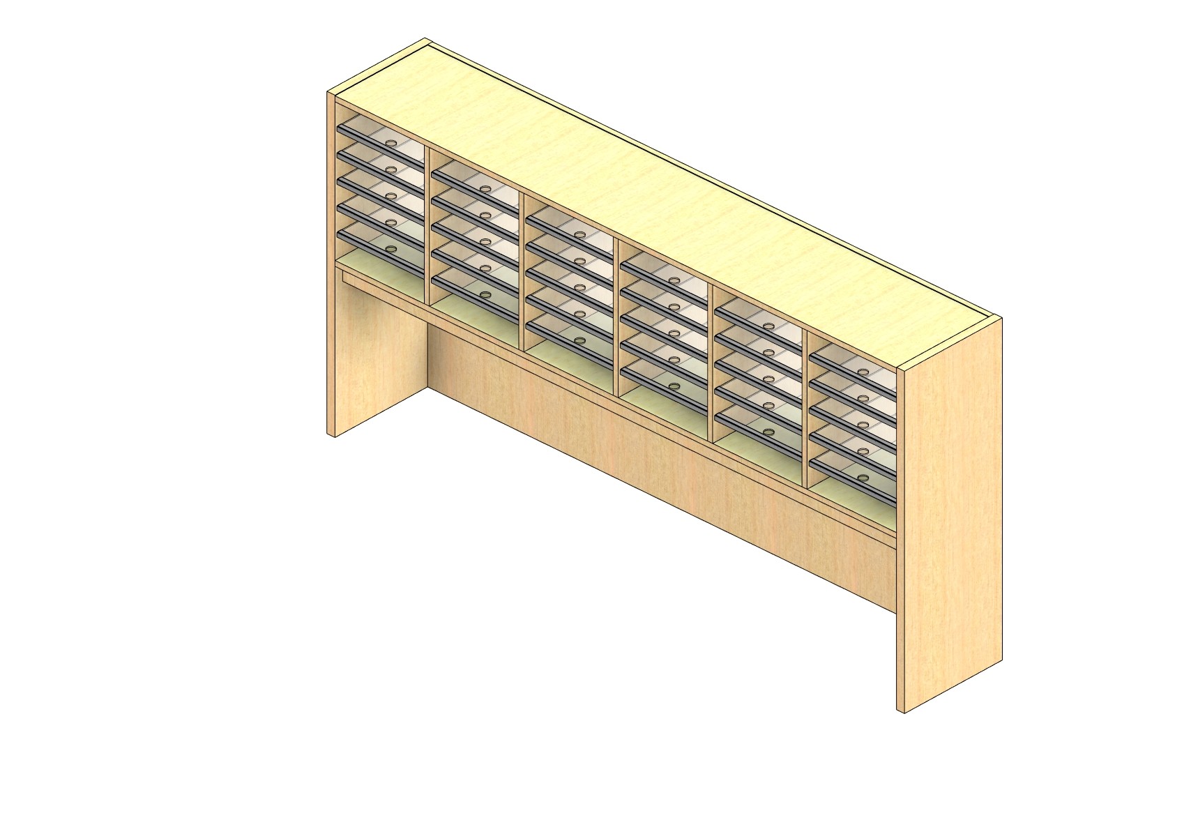 Standard Sized Open Back Sort Module - 6 Columns - 18" Sorting Height w/ 18" Riser